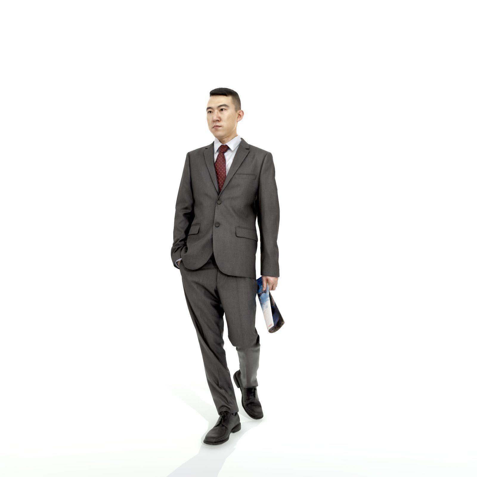 Business Man with Suit Holding Magazine BMan0308-HD2-O01P01-S 3D model_49