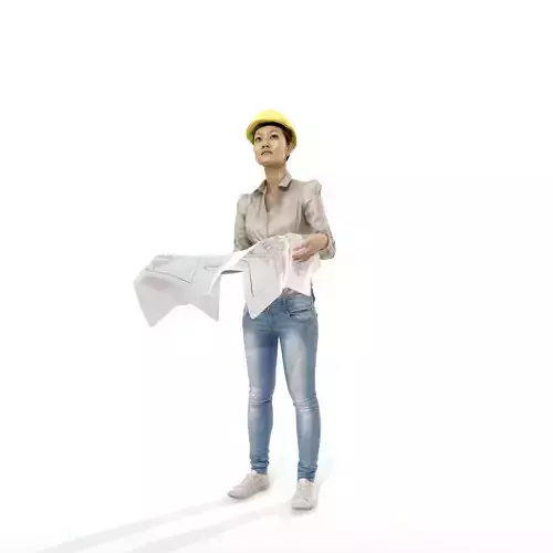 Construction Woman with Blueprints WWom0305-HD2-O01P01-S 3D model