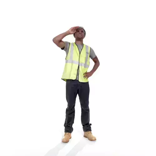 Worker with Yellow Vest and White Helmet WMan0301-HD2-O01P01-S