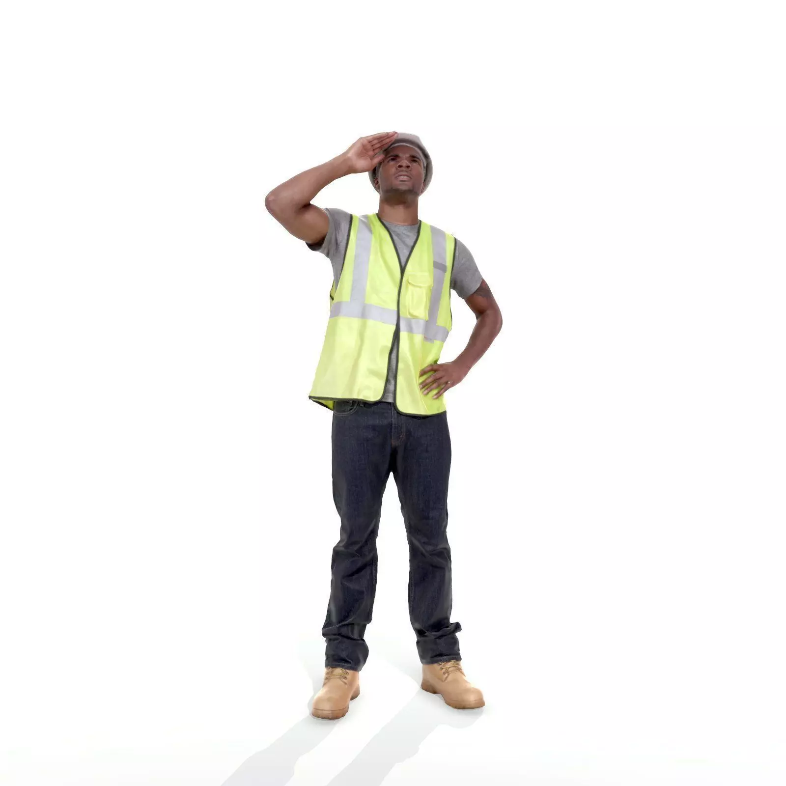 Worker with Yellow Vest and White Helmet WMan0301-HD2-O01P01-S 3D model_0