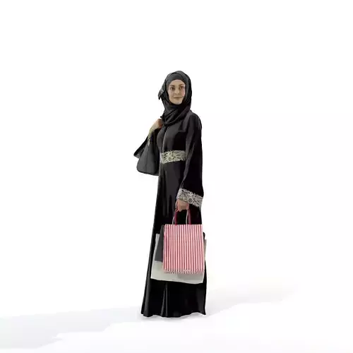 Shopping Arabic Woman with Hijab ArWom0006-HD2-O01P01-S