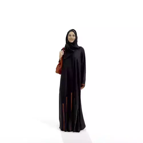 Arabic Woman with Black Hijab and Handbag ArWom0004-HD2-O01P01-S
