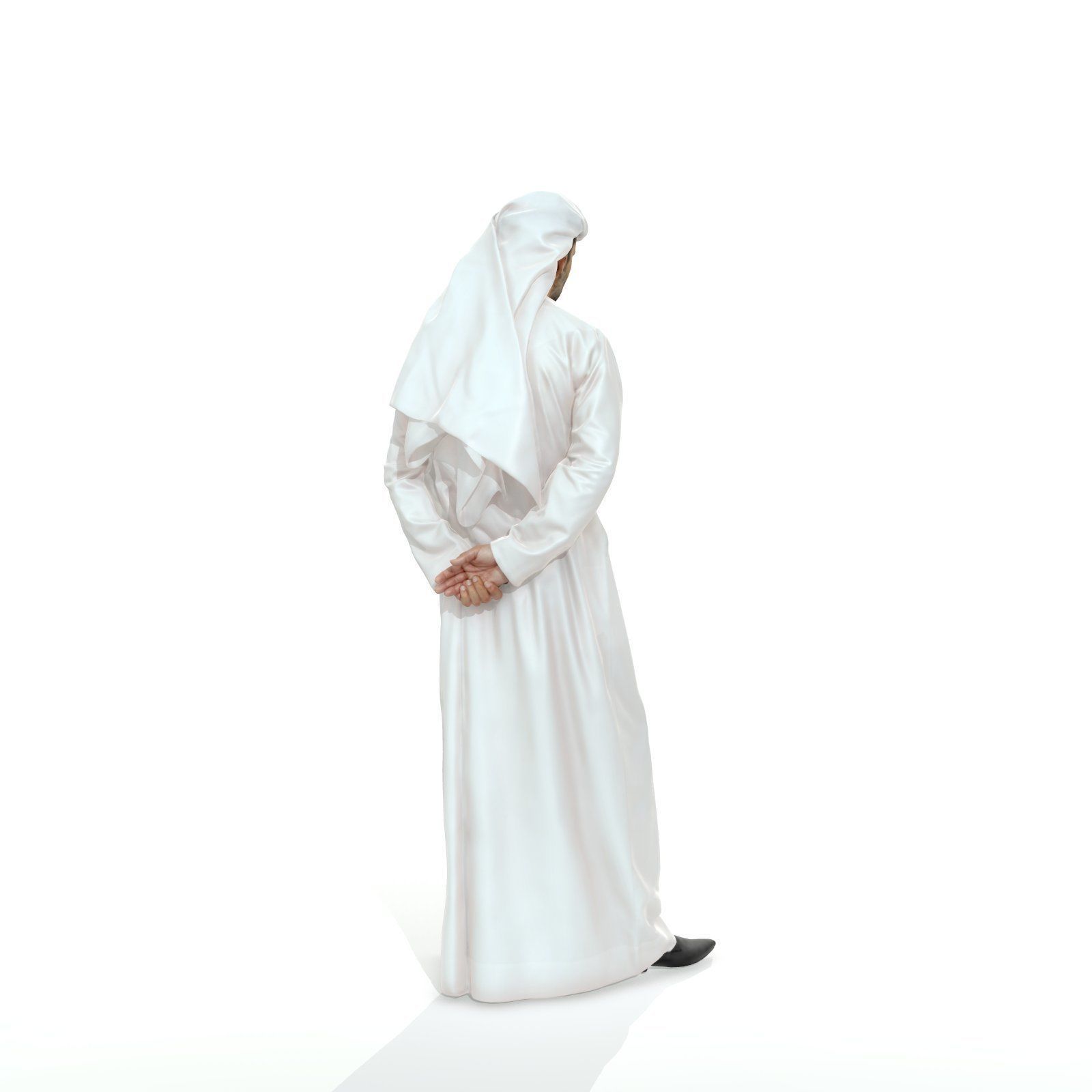 Standing Arab Man Wearing white Thawb ArMan0004-HD2-O01P05-S 3D model_7