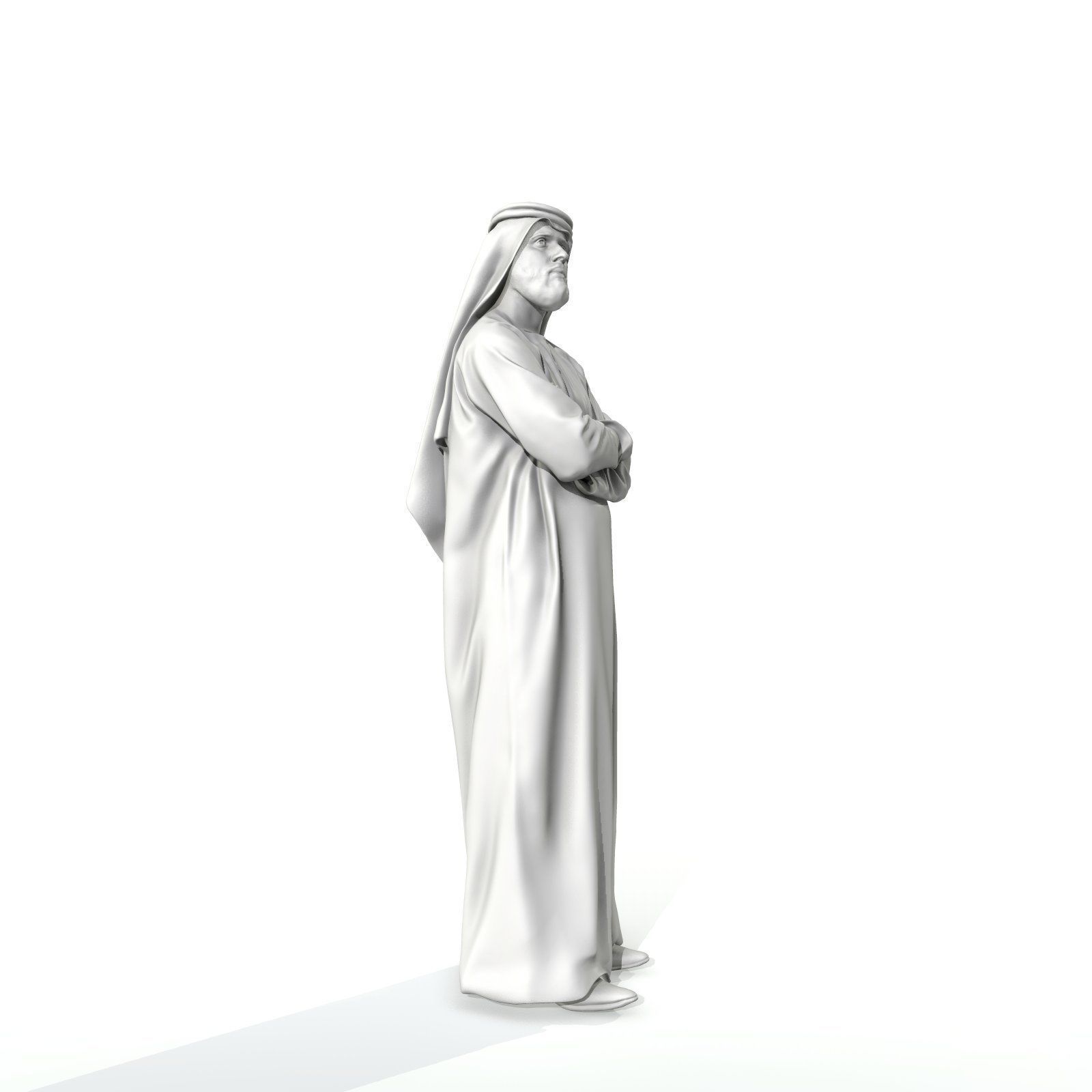 Arab Man Wearing White Thawb Cross-Arm ArMan0003-HD2-O01P02-S 3D model_67