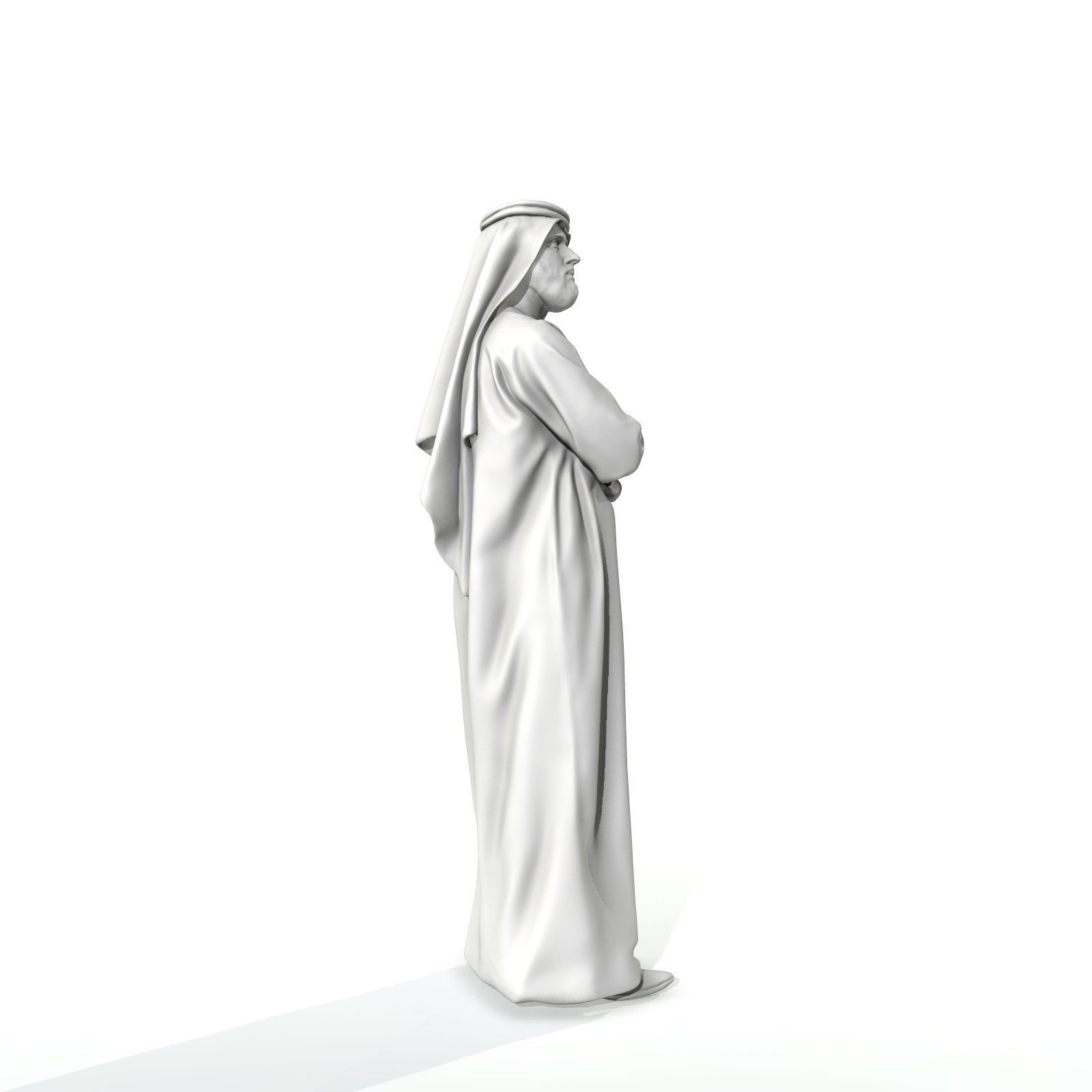 Arab Man Wearing White Thawb Cross-Arm ArMan0003-HD2-O01P02-S 3D model_14