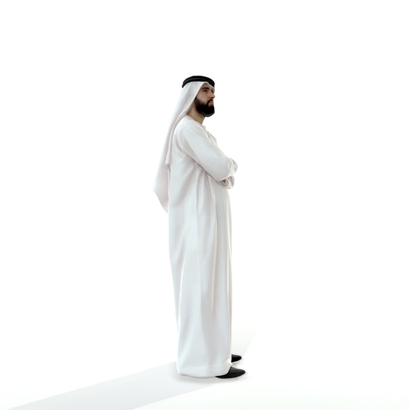Arab Man Wearing White Thawb Cross-Arm ArMan0003-HD2-O01P02-S 3D model_10