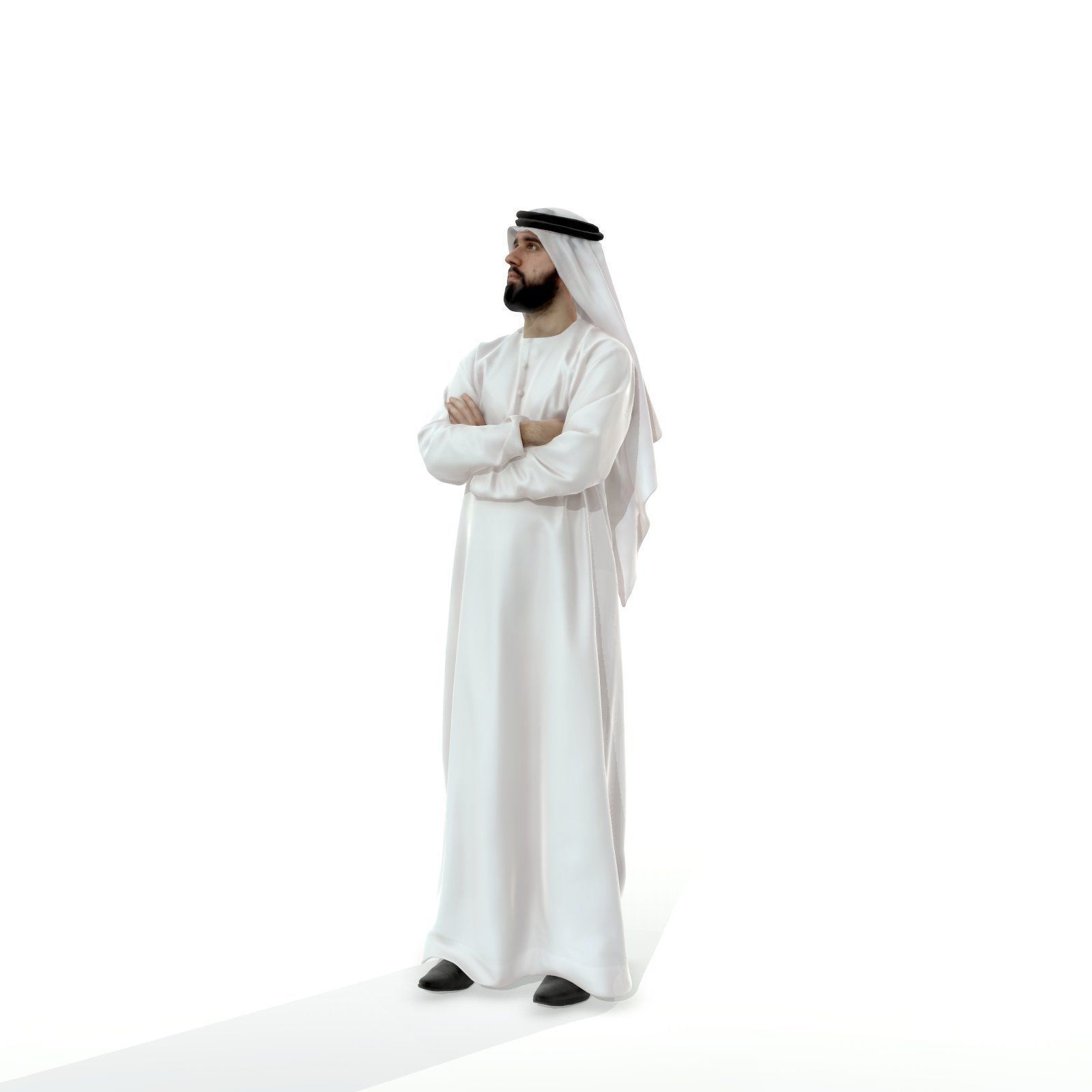 Arab Man Wearing White Thawb Cross-Arm ArMan0003-HD2-O01P02-S 3D model_30