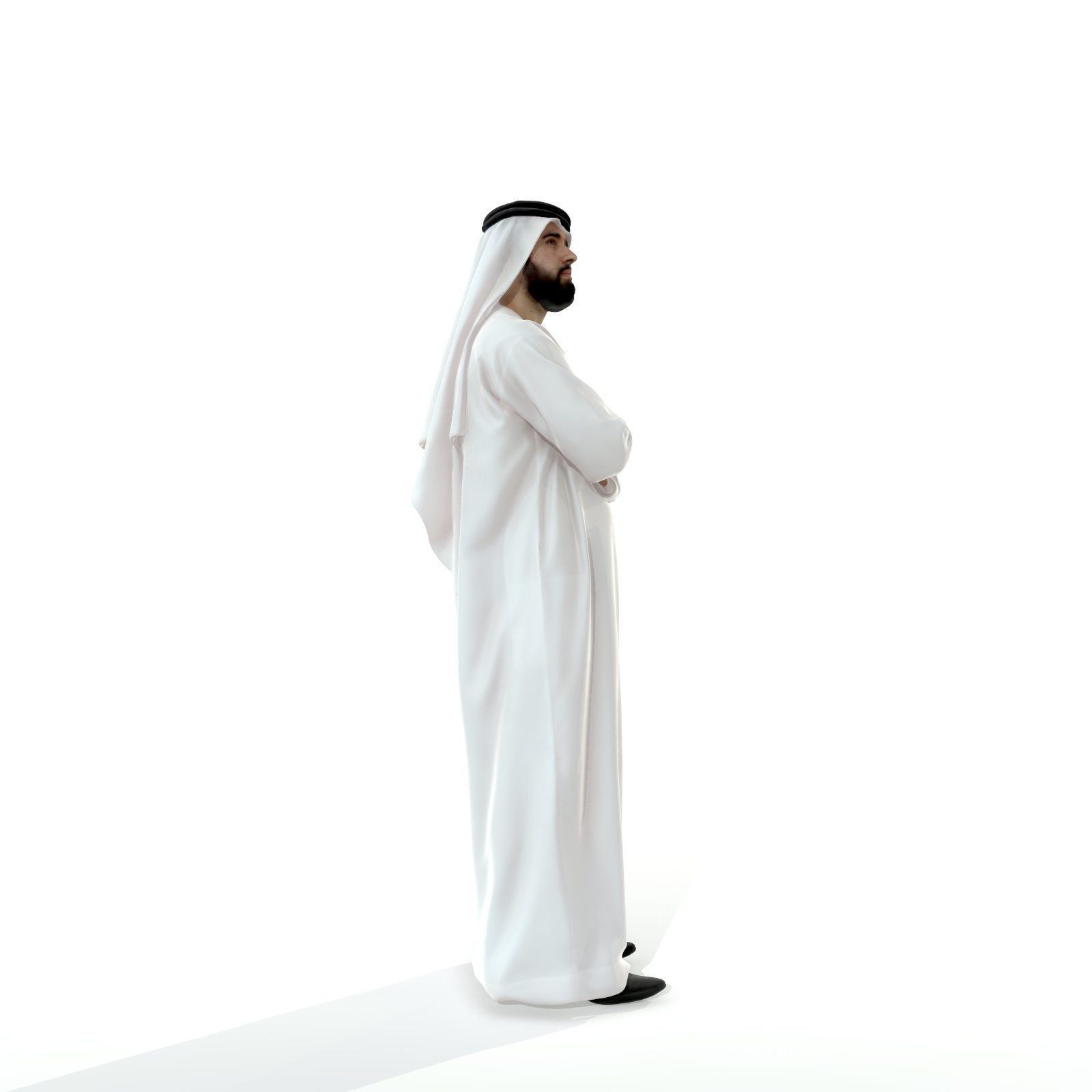 Arab Man Wearing White Thawb Cross-Arm ArMan0003-HD2-O01P02-S 3D model_40