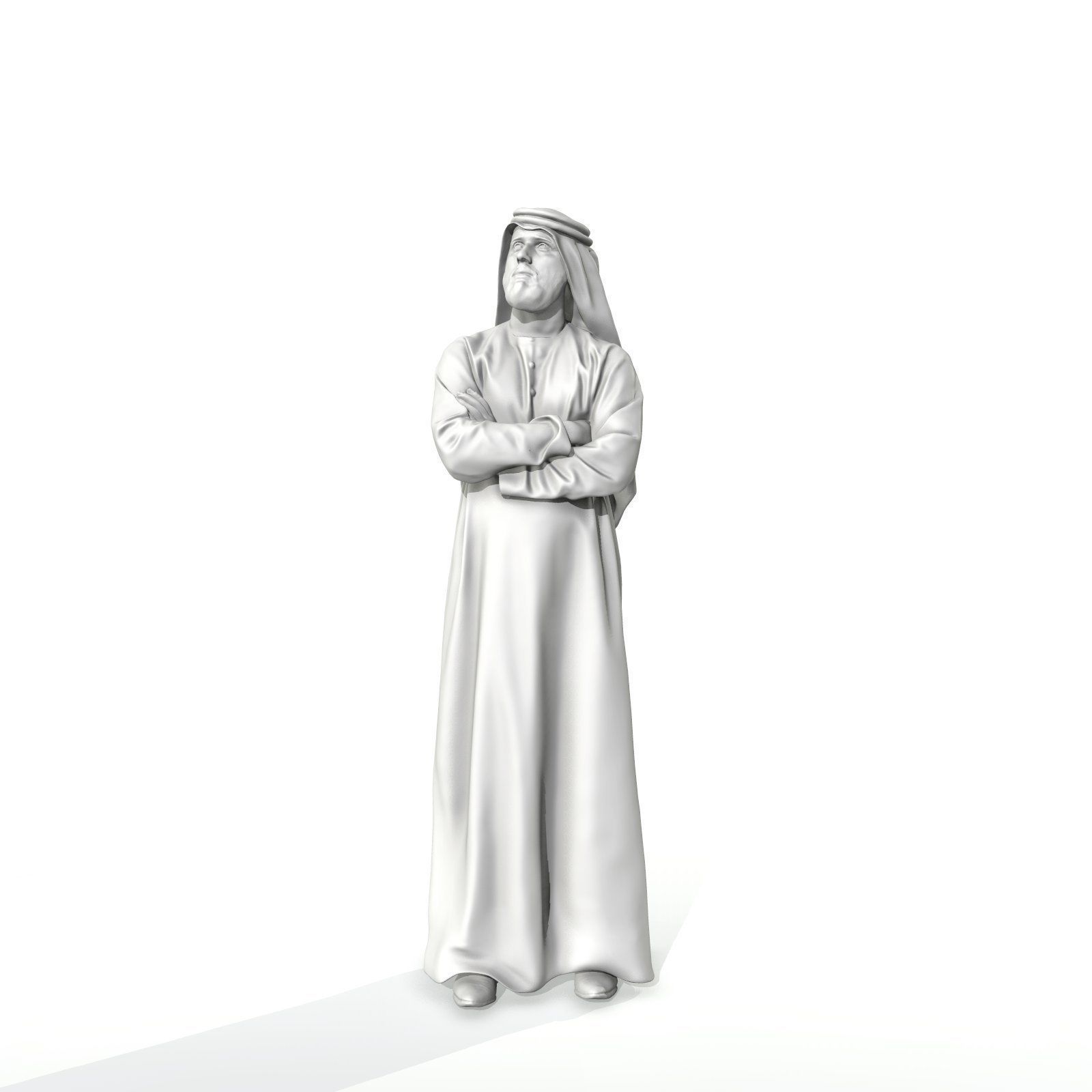 Arab Man Wearing White Thawb Cross-Arm ArMan0003-HD2-O01P02-S 3D model_62