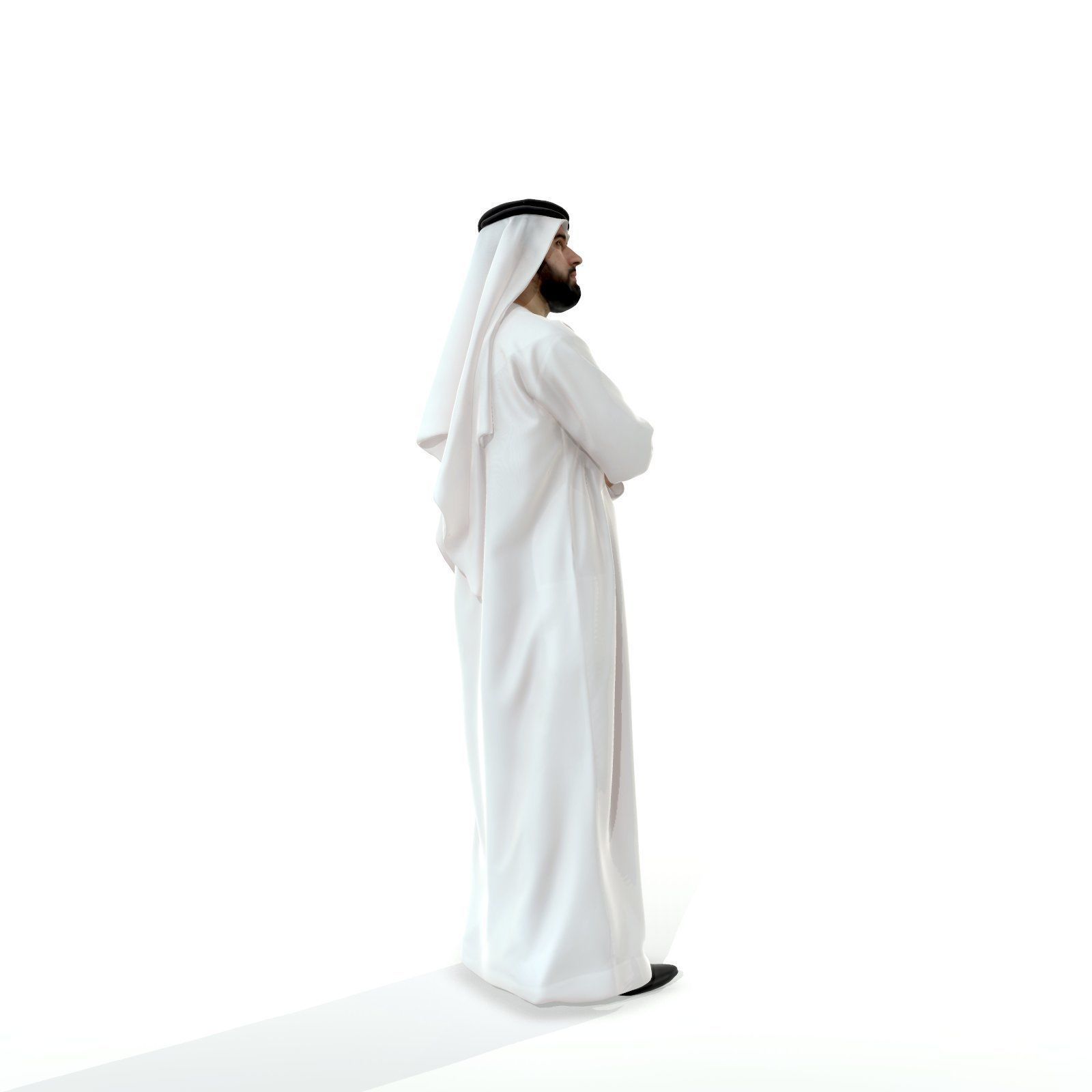 Arab Man Wearing White Thawb Cross-Arm ArMan0003-HD2-O01P02-S 3D model_44