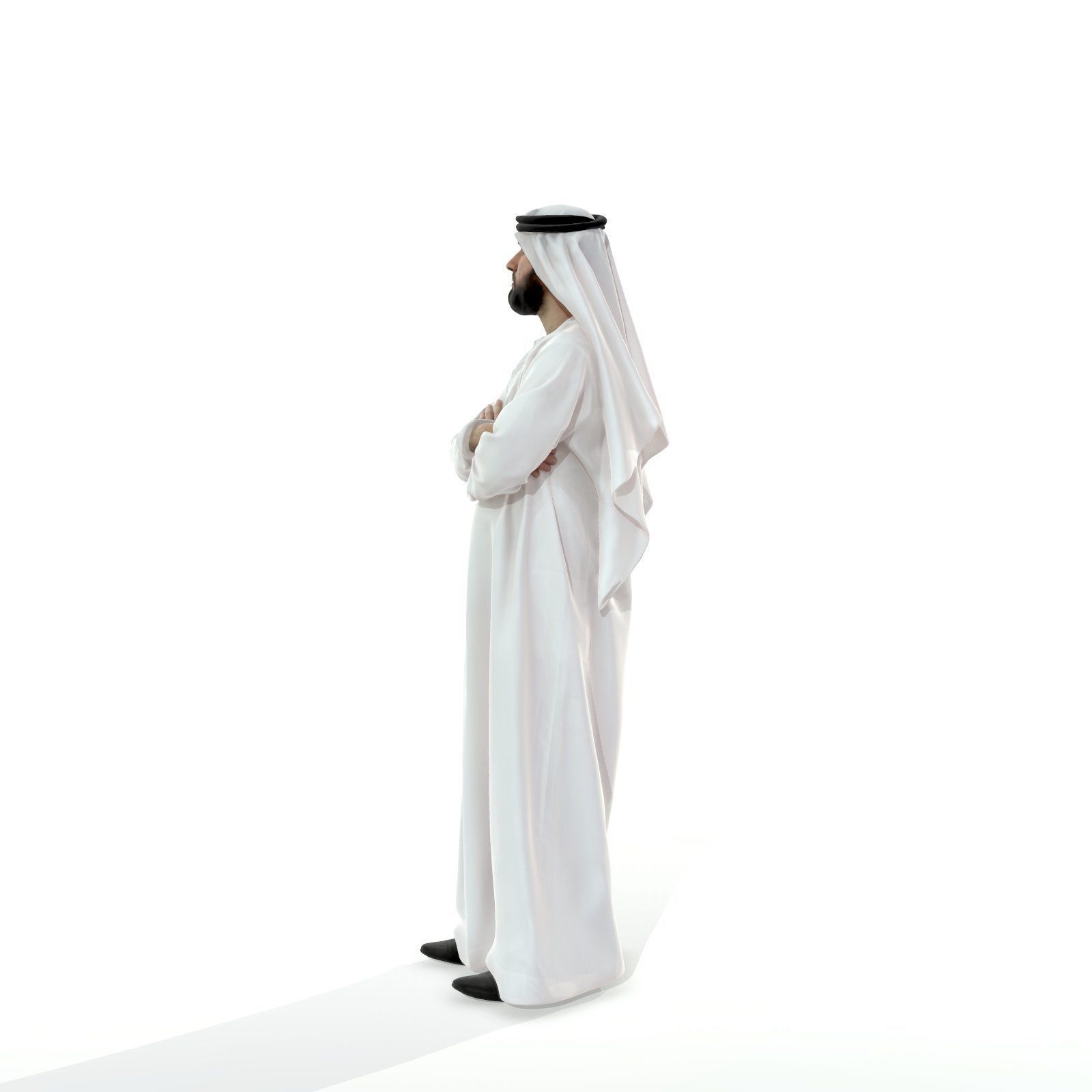 Arab Man Wearing White Thawb Cross-Arm ArMan0003-HD2-O01P02-S 3D model_9