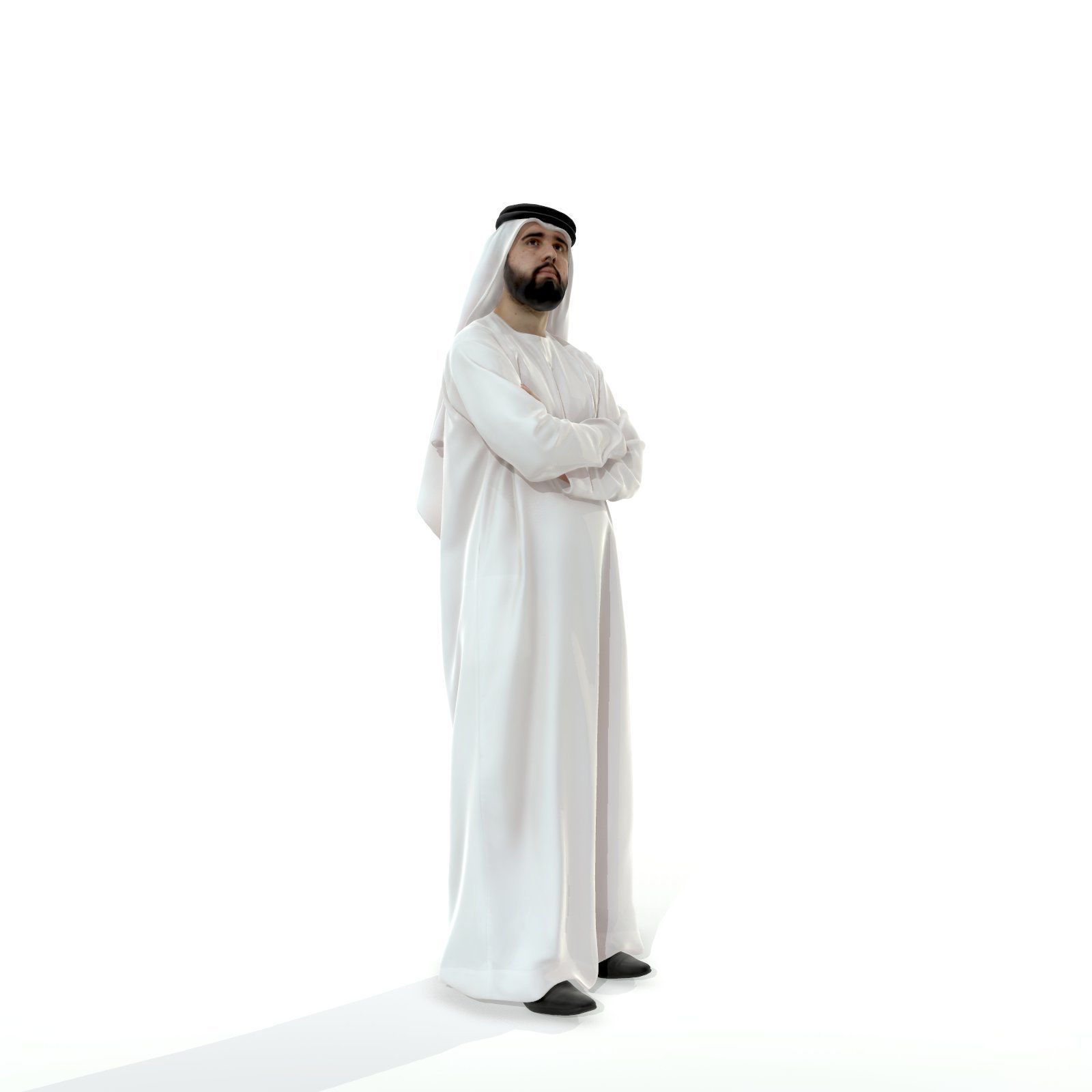 Arab Man Wearing White Thawb Cross-Arm ArMan0003-HD2-O01P02-S 3D model_70