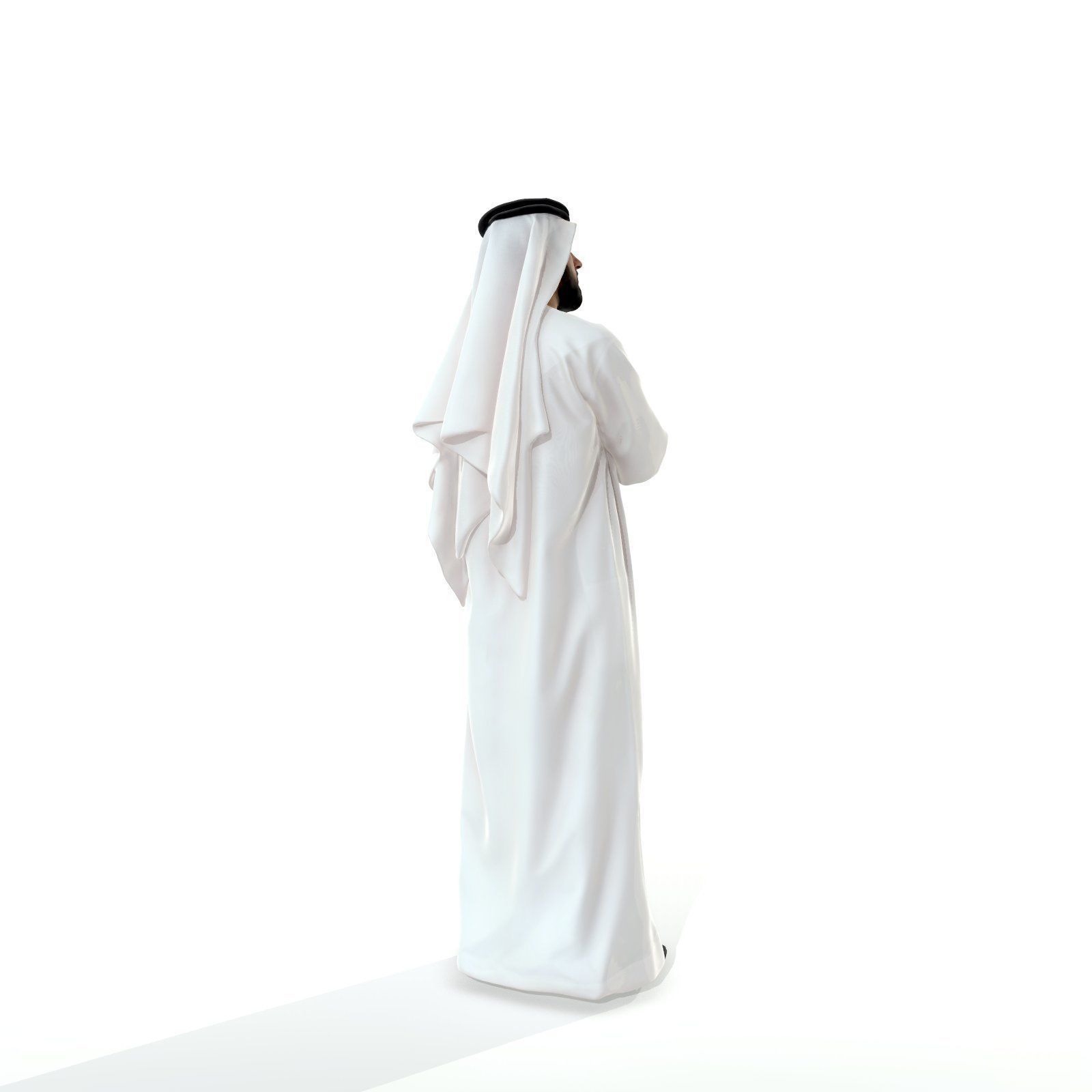 Arab Man Wearing White Thawb Cross-Arm ArMan0003-HD2-O01P02-S 3D model_3