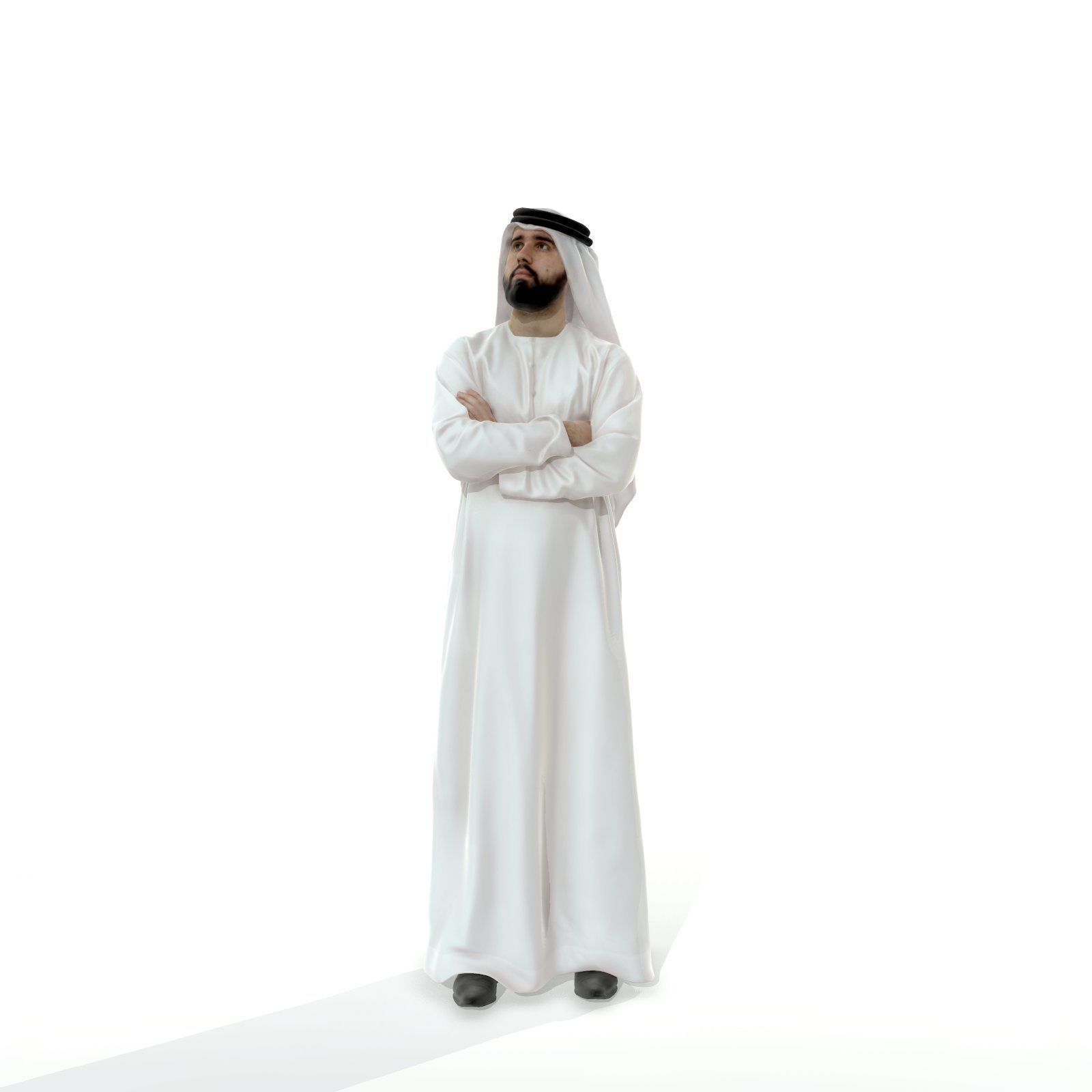 Arab Man Wearing White Thawb Cross-Arm ArMan0003-HD2-O01P02-S 3D model_46