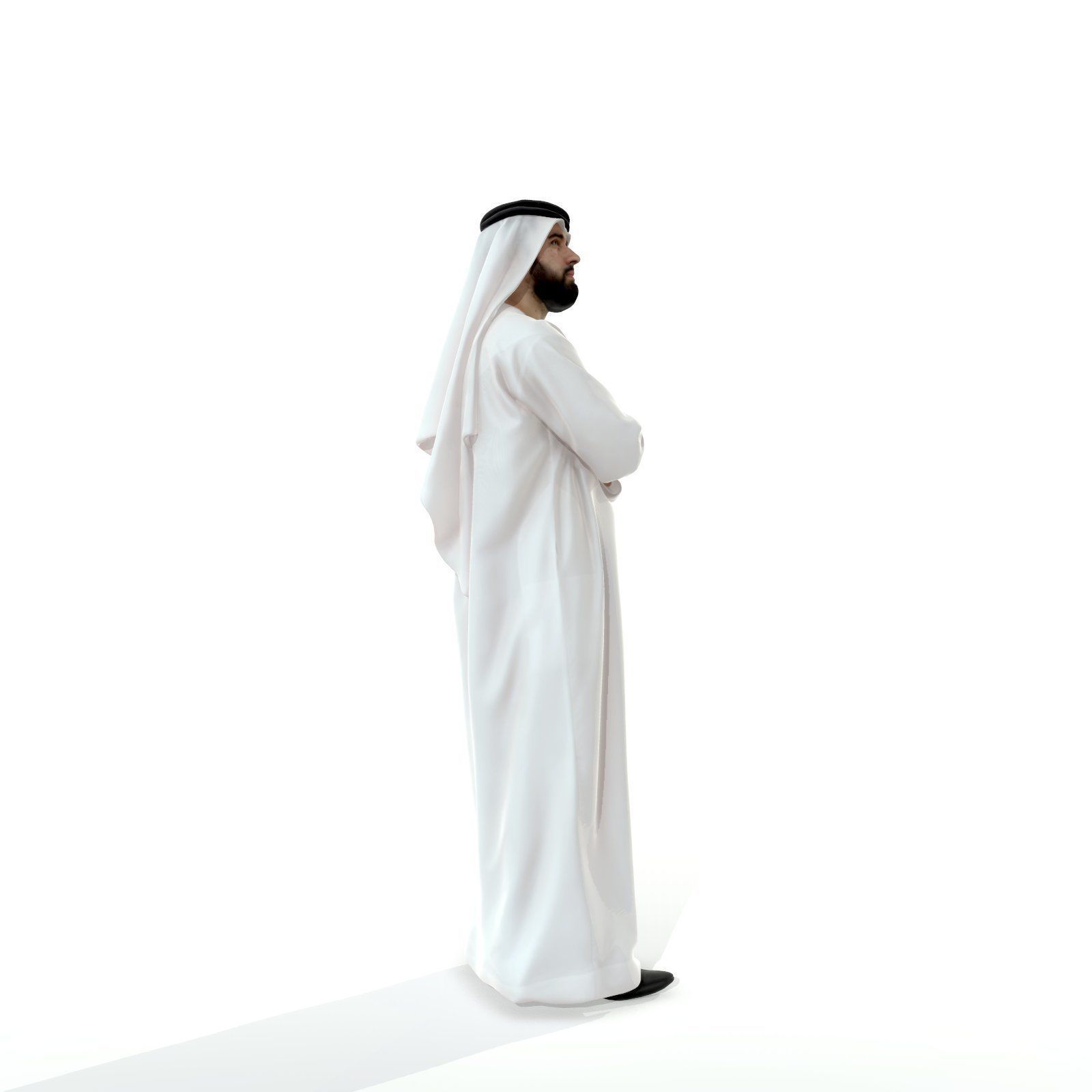 Arab Man Wearing White Thawb Cross-Arm ArMan0003-HD2-O01P02-S 3D model_73