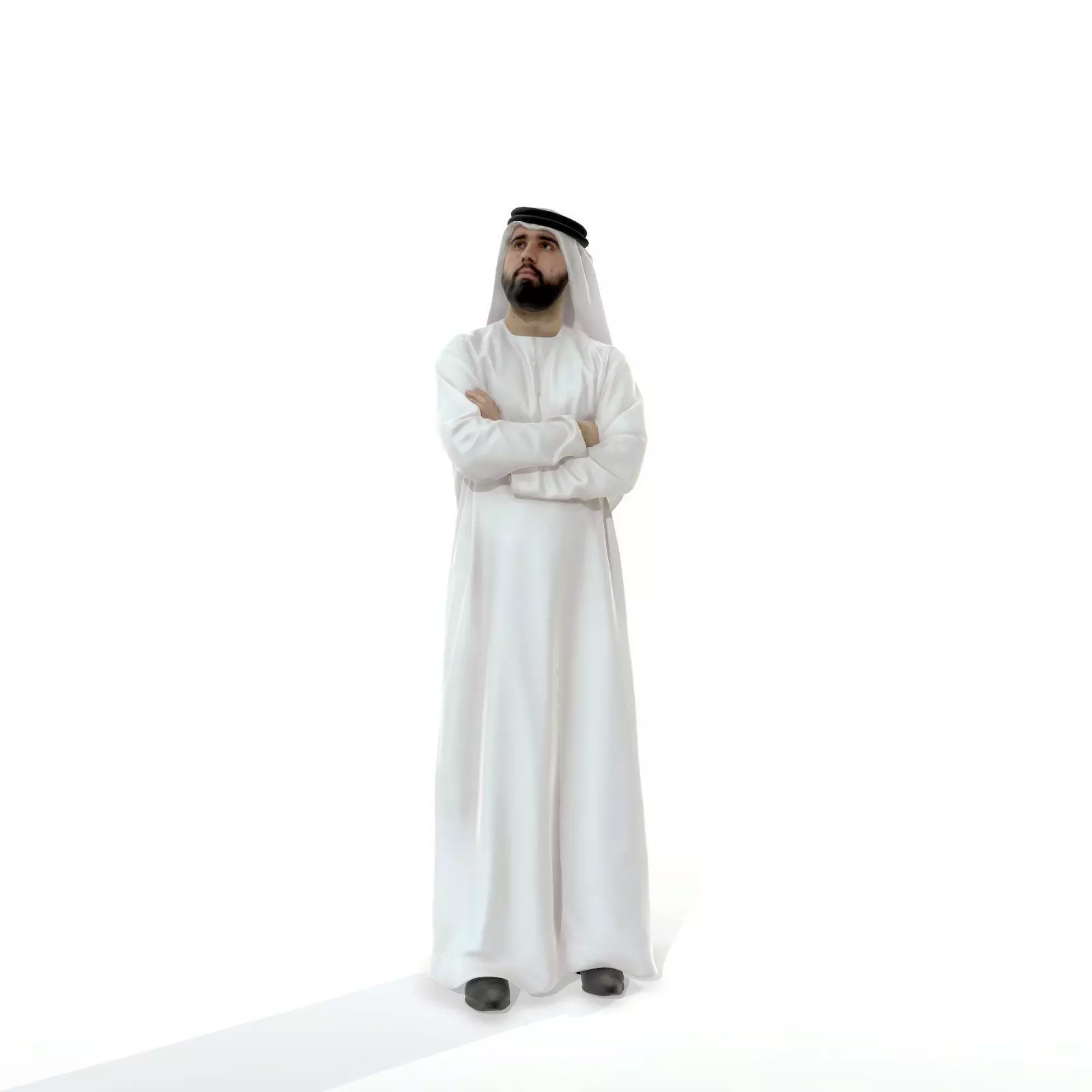 Arab Man Wearing White Thawb Cross-Arm ArMan0003-HD2-O01P02-S 3D model_0