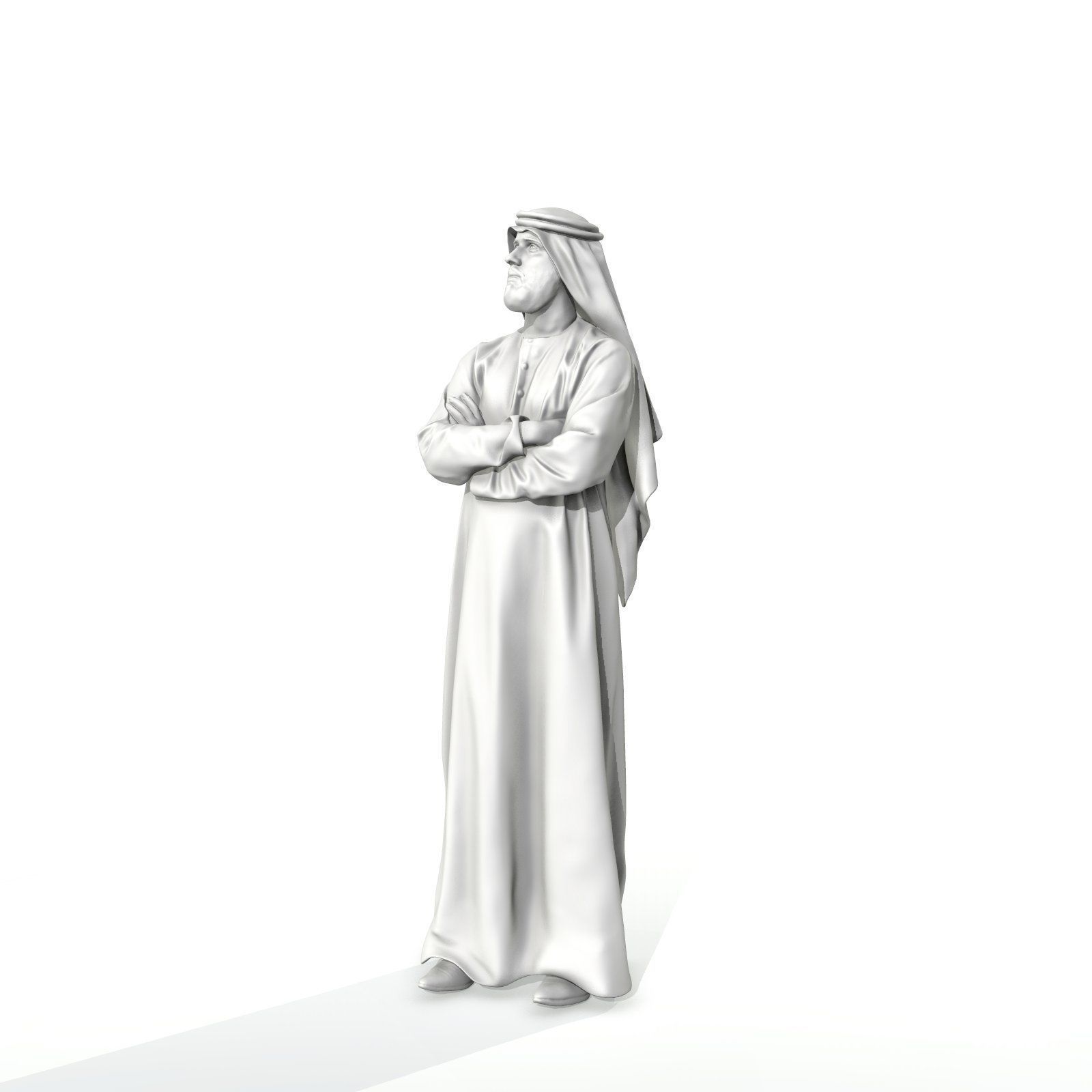 Arab Man Wearing White Thawb Cross-Arm ArMan0003-HD2-O01P02-S 3D model_6