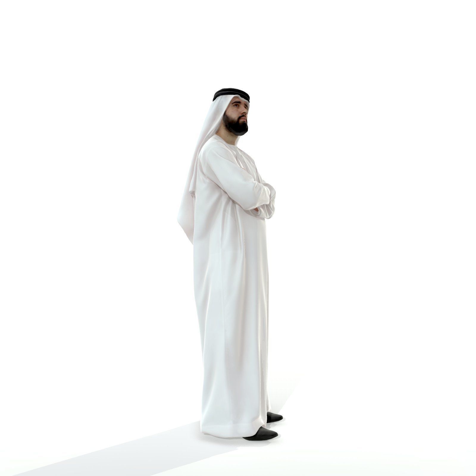 Arab Man Wearing White Thawb Cross-Arm ArMan0003-HD2-O01P02-S 3D model_43