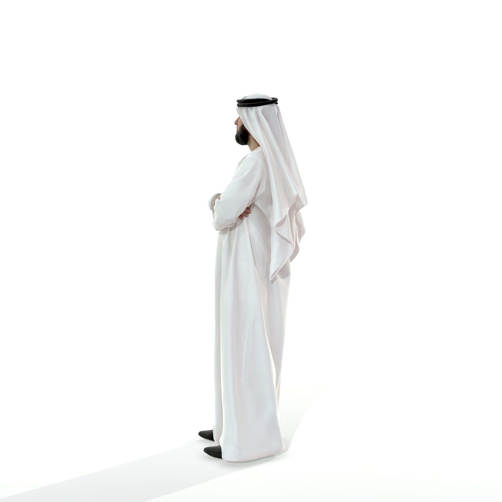 Arab Man Wearing White Thawb Cross-Arm ArMan0003-HD2-O01P02-S 3D model_34