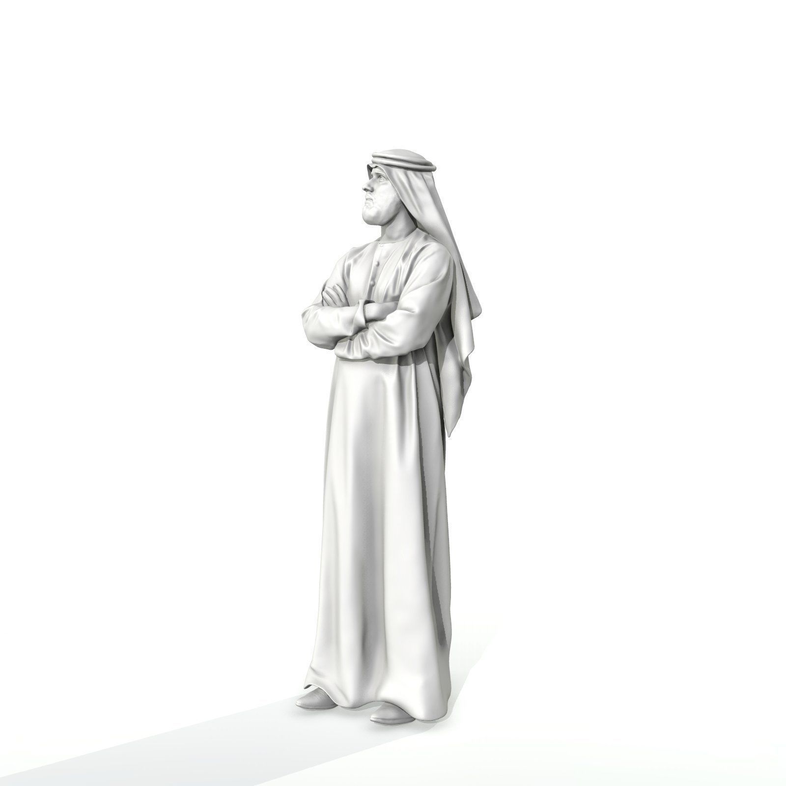 Arab Man Wearing White Thawb Cross-Arm ArMan0003-HD2-O01P02-S 3D model_15