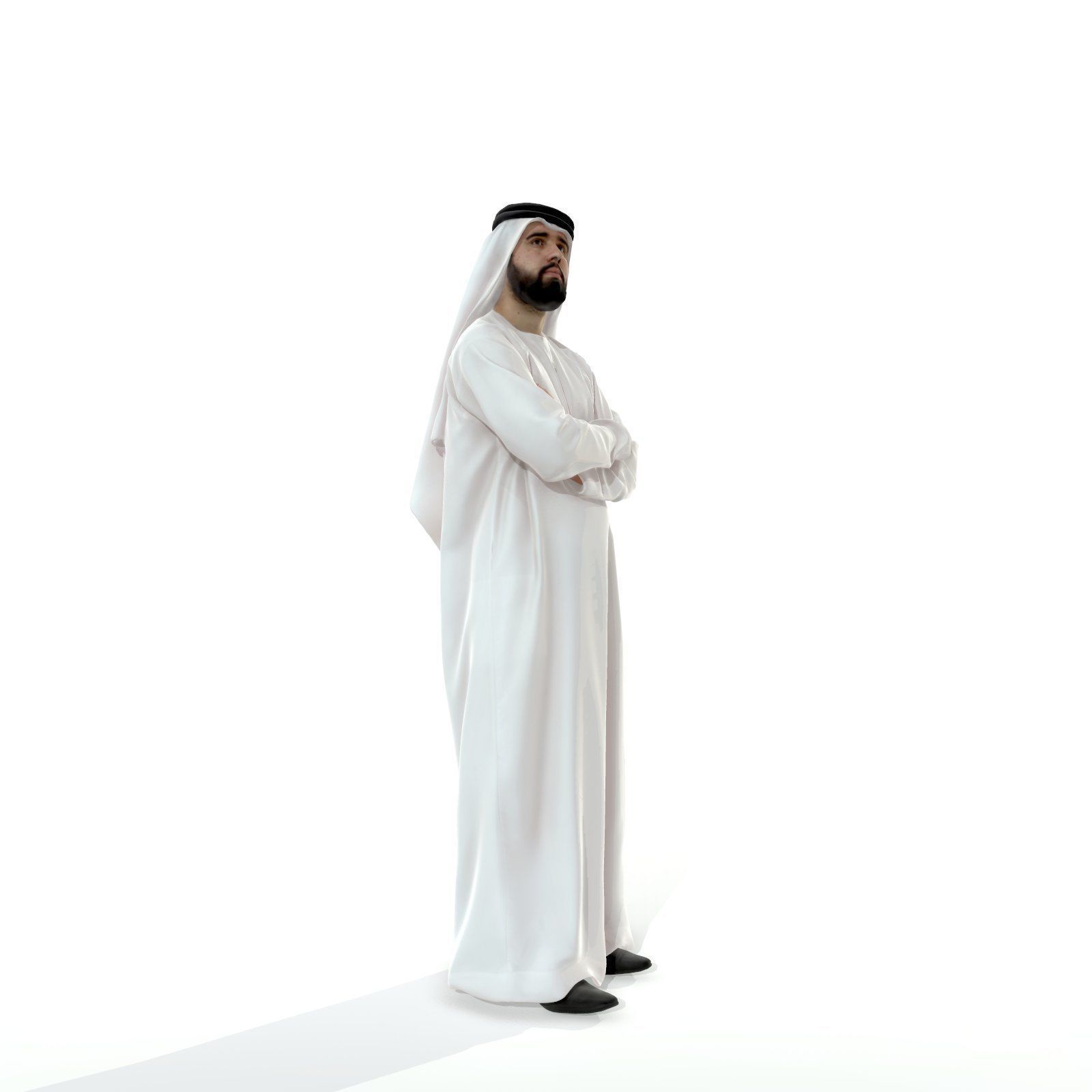 Arab Man Wearing White Thawb Cross-Arm ArMan0003-HD2-O01P02-S 3D model_4