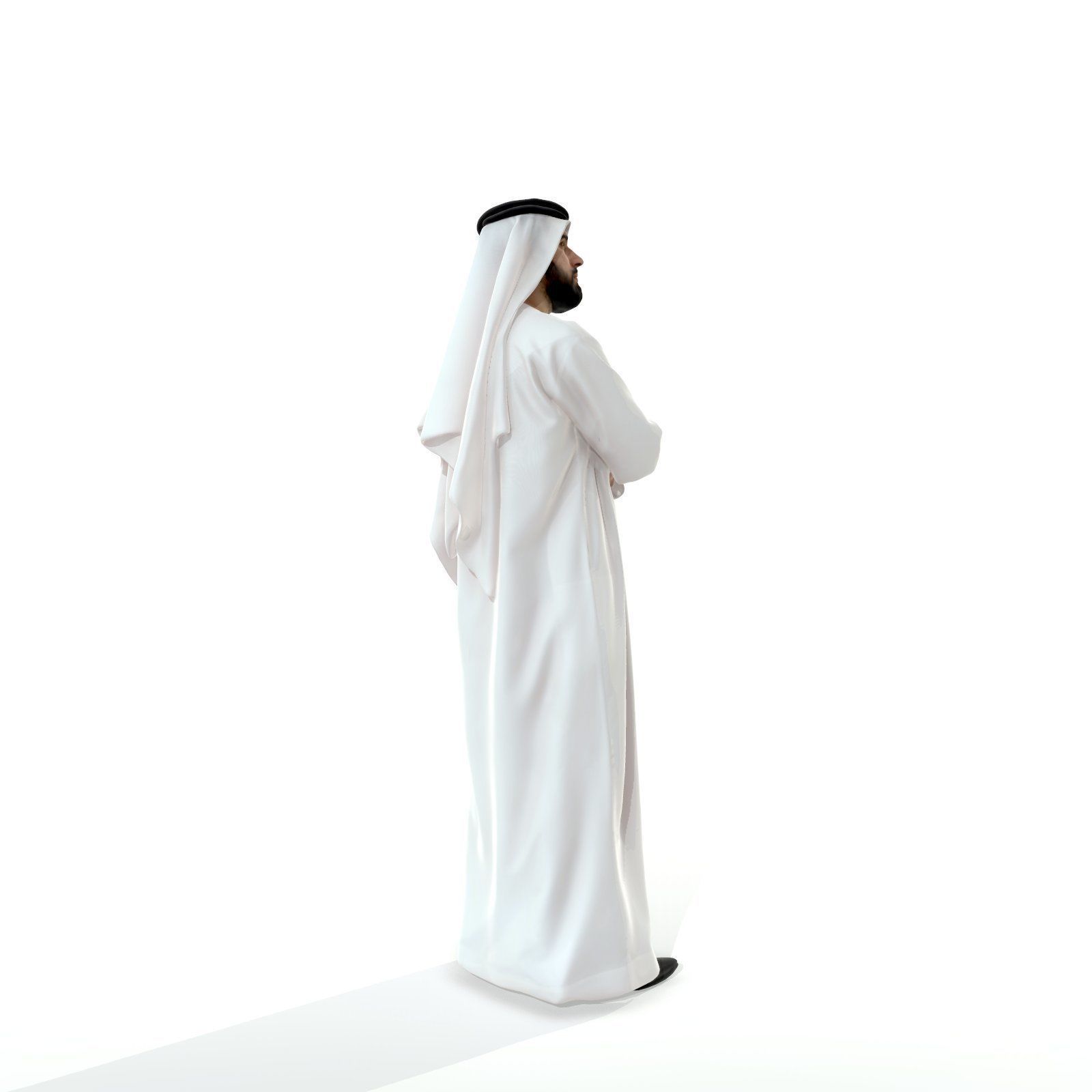 Arab Man Wearing White Thawb Cross-Arm ArMan0003-HD2-O01P02-S 3D model_11