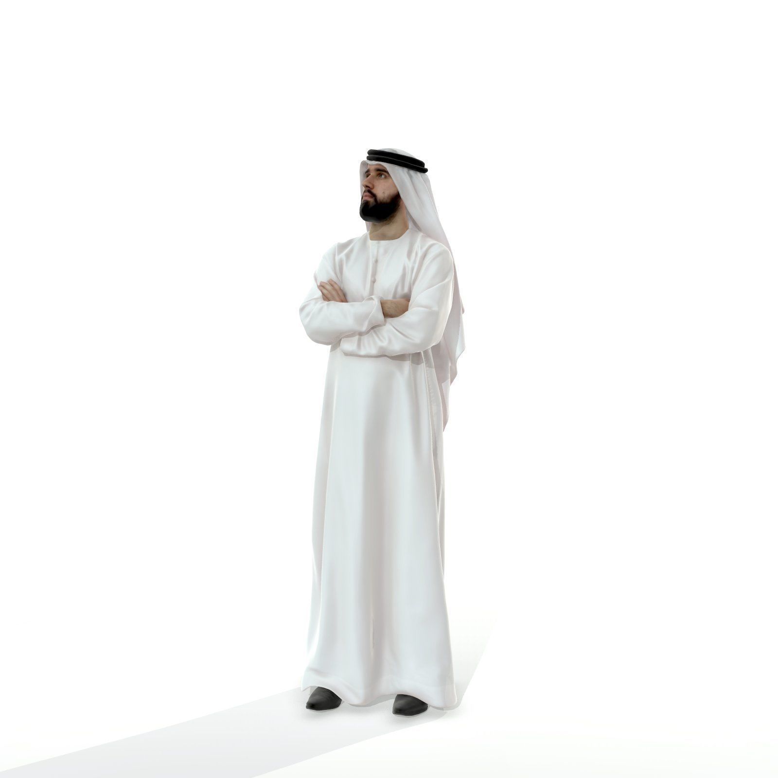 Arab Man Wearing White Thawb Cross-Arm ArMan0003-HD2-O01P02-S 3D model_72