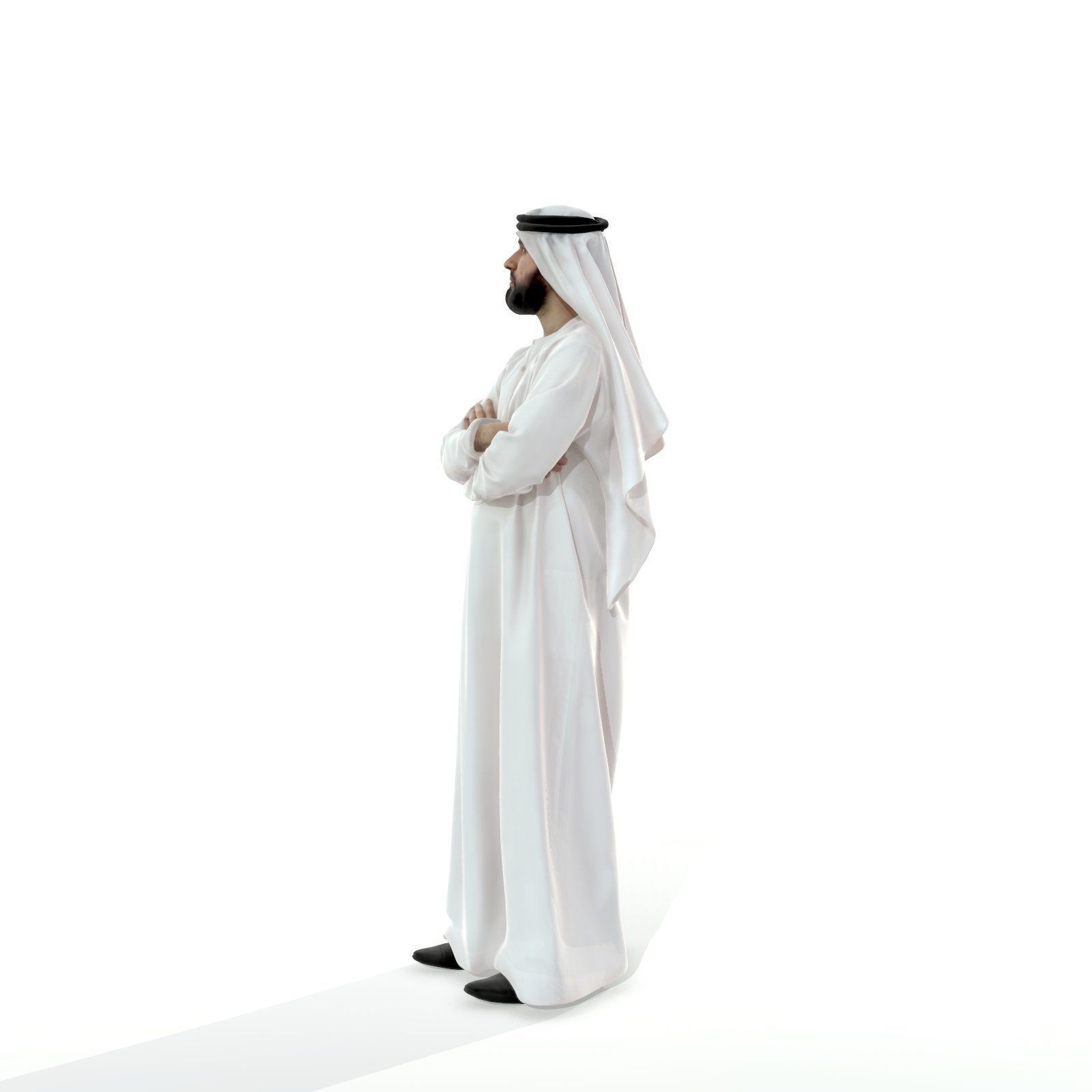 Arab Man Wearing White Thawb Cross-Arm ArMan0003-HD2-O01P02-S 3D model_33