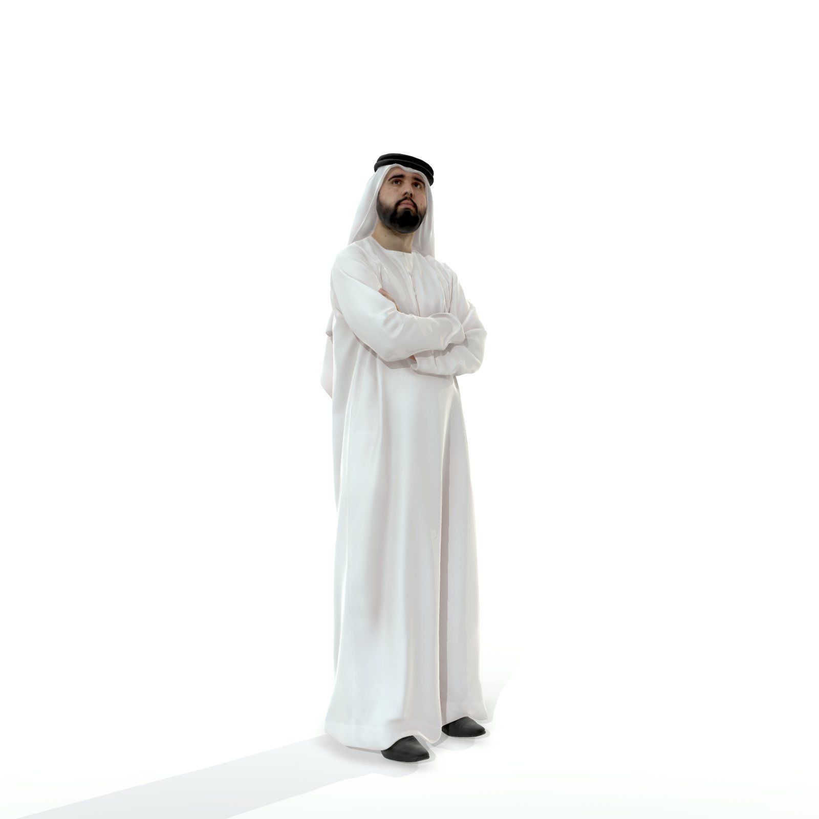 Arab Man Wearing White Thawb Cross-Arm ArMan0003-HD2-O01P02-S 3D model_25
