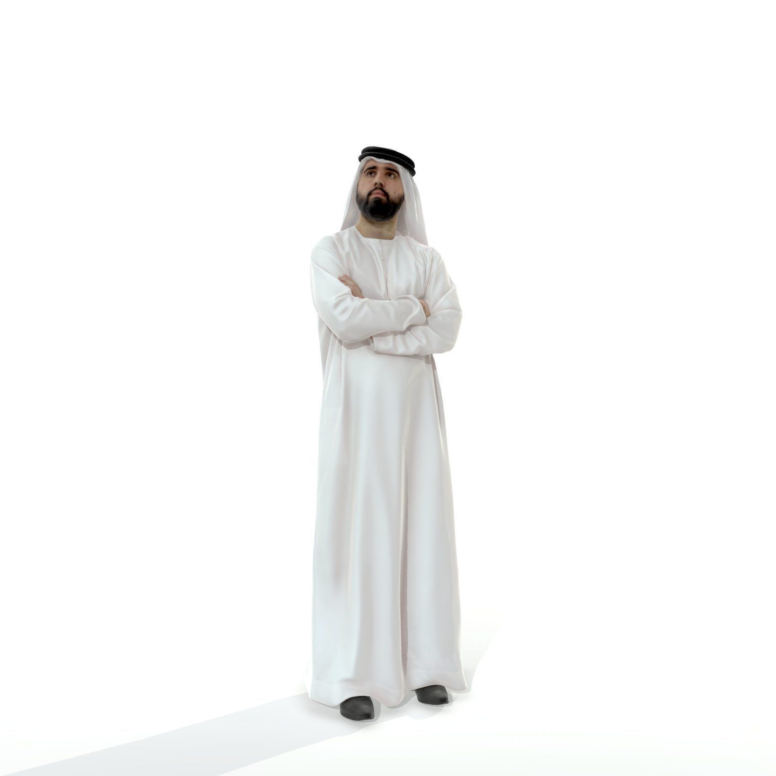 Arab Man Wearing White Thawb Cross-Arm ArMan0003-HD2-O01P02-S 3D model_36