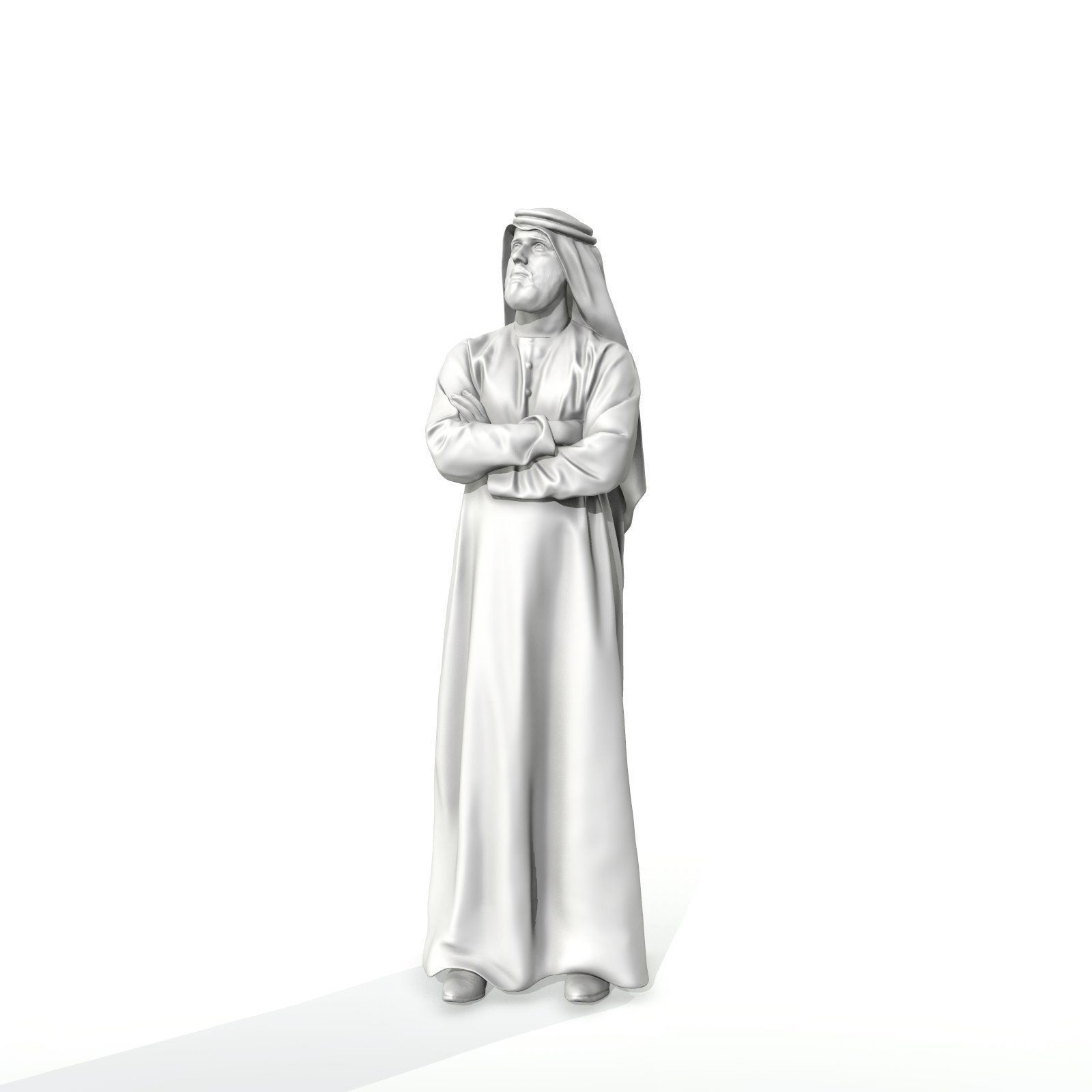 Arab Man Wearing White Thawb Cross-Arm ArMan0003-HD2-O01P02-S 3D model_68