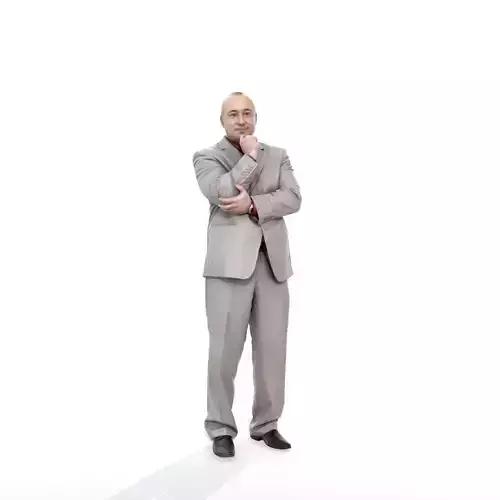 Thinking Business Man with Grey Suit BMan0301-HD2-O02P01-S 3D model