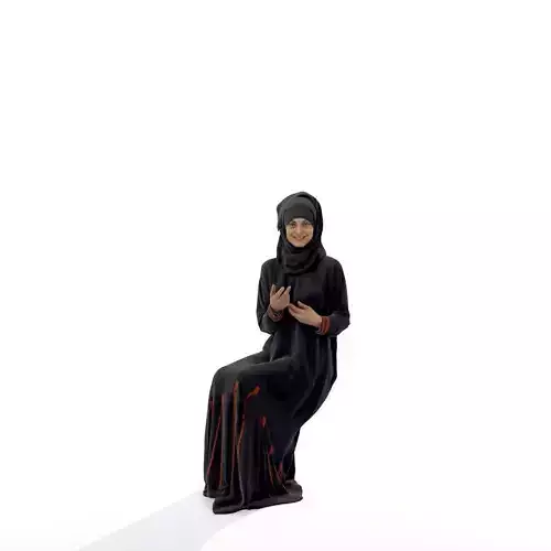 Sitting Arabic Woman Wearing Black Hijab ArWom0006-HD2-O01P05-S