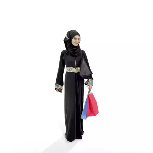 Smiling Arabic Woman with Shopping Bags ArWom0006-HD2-O01P03-S