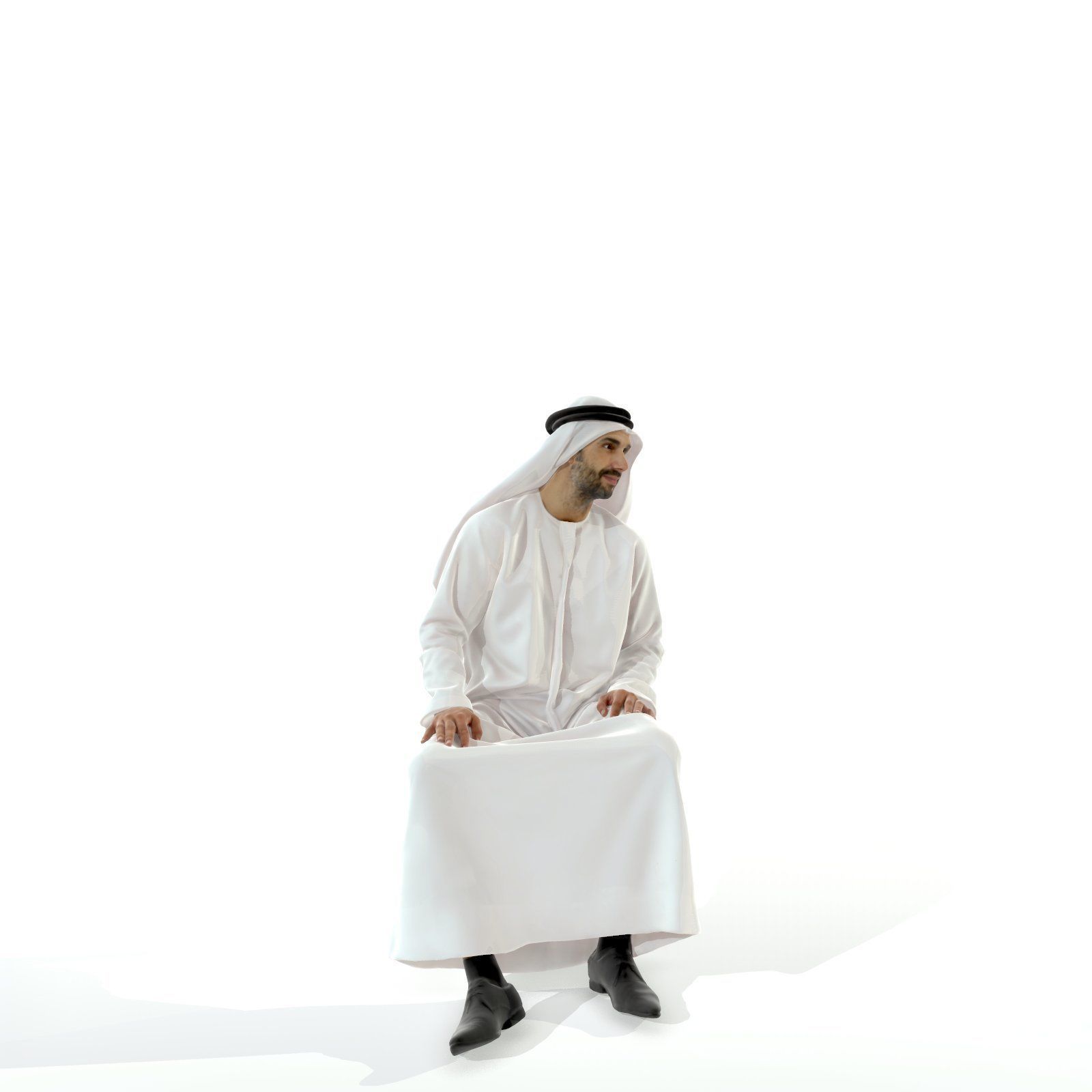 Sitting Arab Man Wearing White Thawb ArMan0004-HD2-O01P01-S 3D model_9
