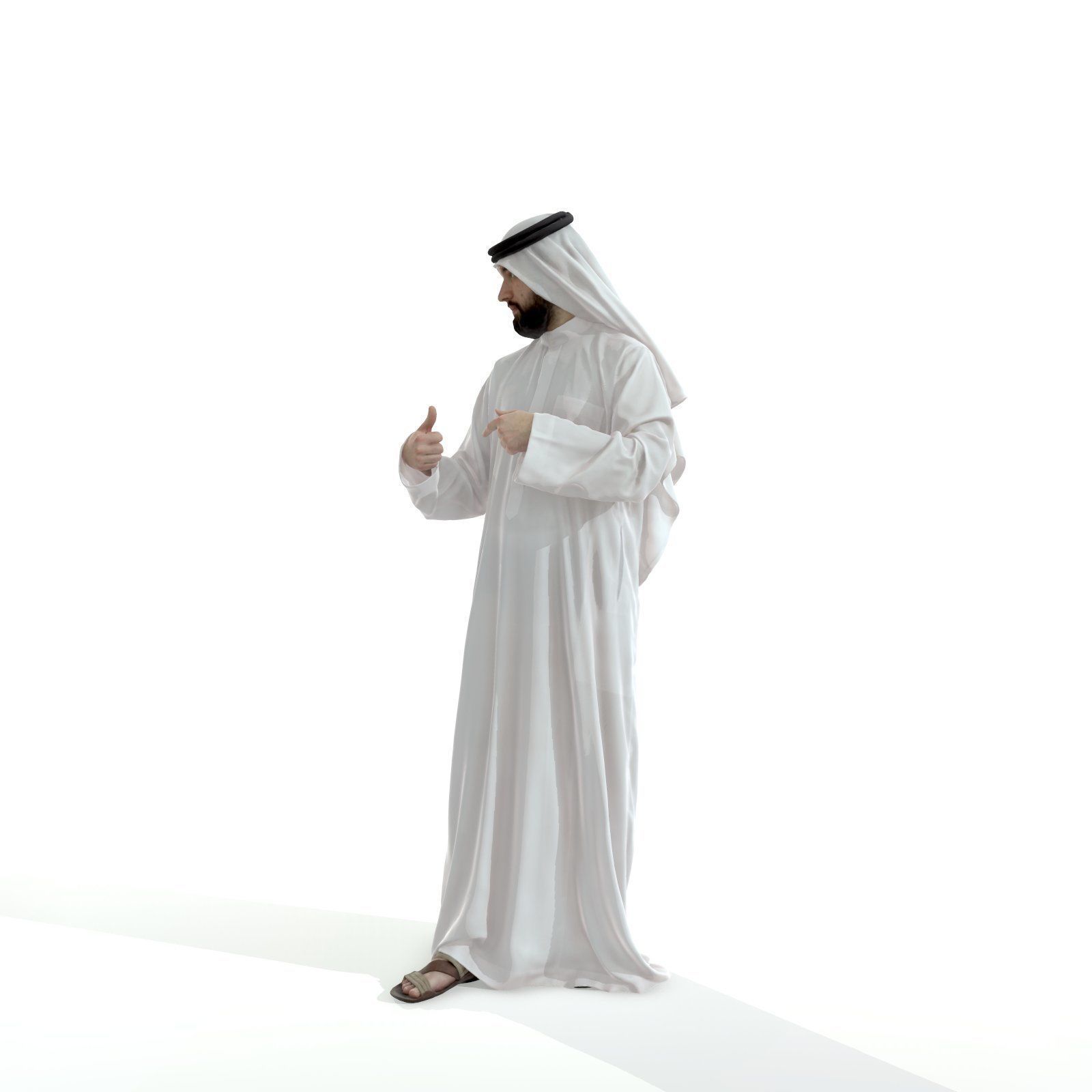 Standing Arab Man Wearing White Thawb ArMan0003-HD2-O01P03-S 3D model_19
