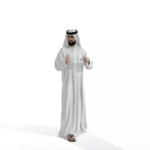 Standing Arab Man Wearing White Thawb ArMan0003-HD2-O01P03-S 3D model