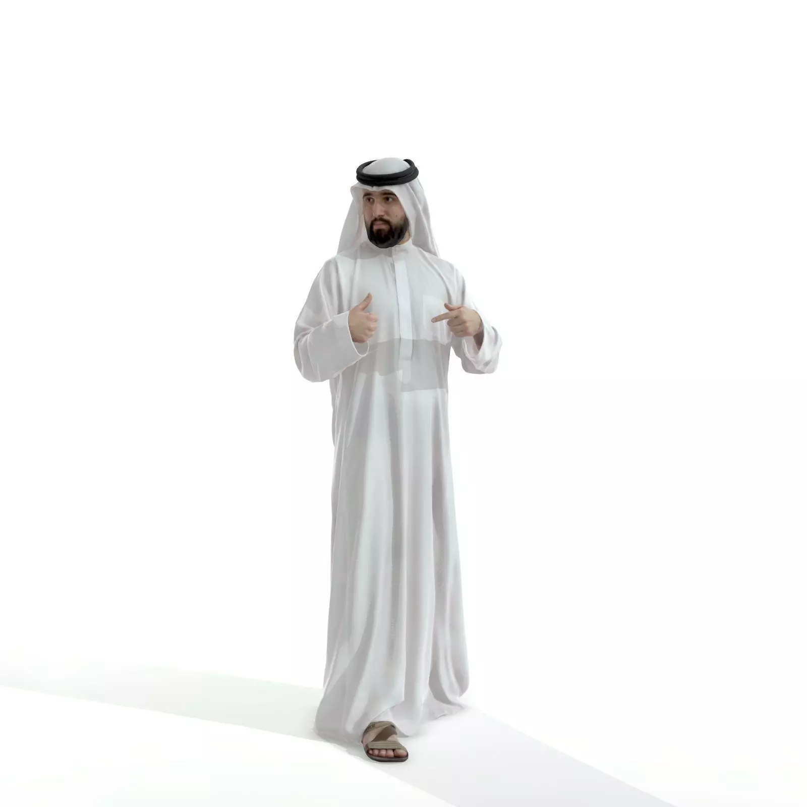 Standing Arab Man Wearing White Thawb ArMan0003-HD2-O01P03-S 3D model_0