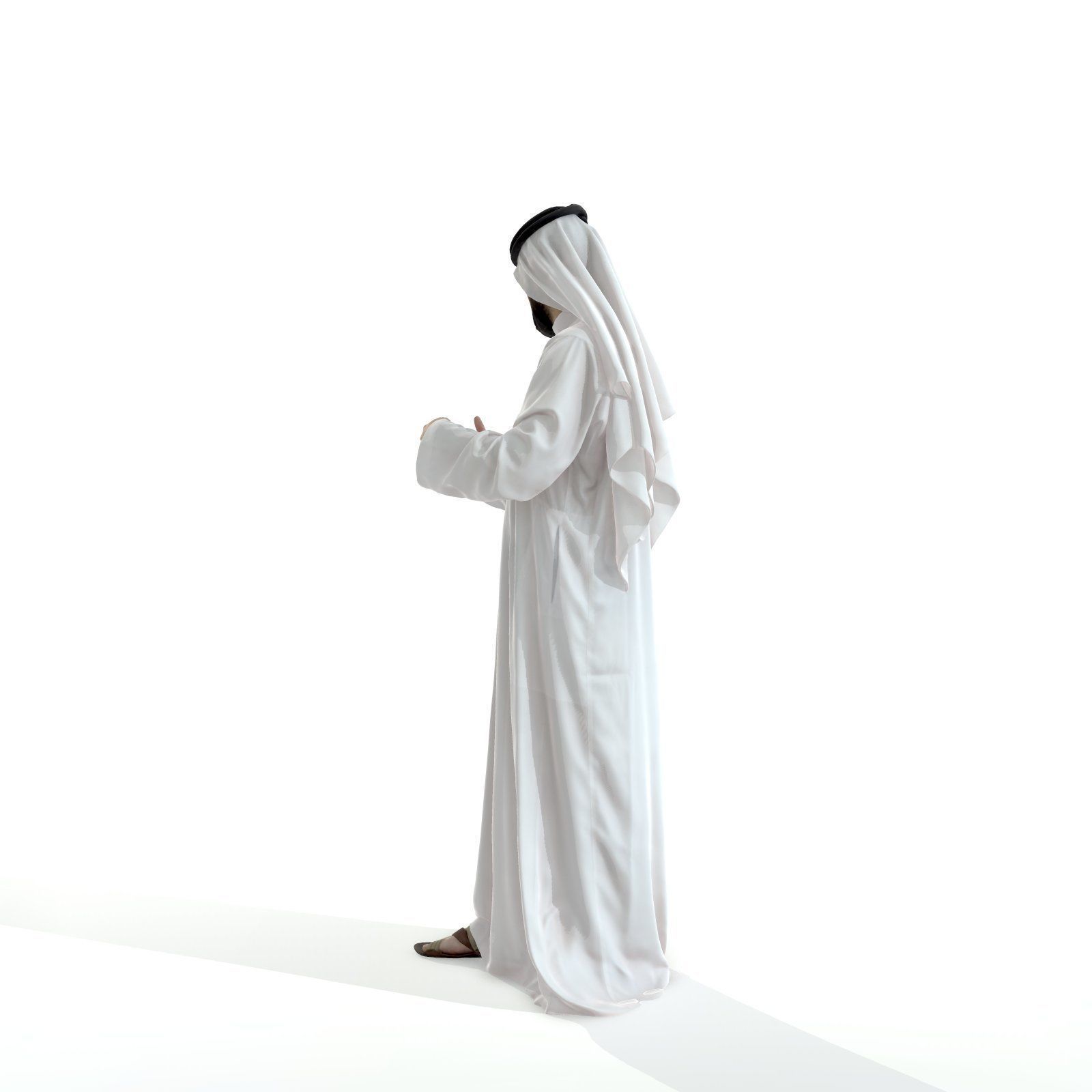 Standing Arab Man Wearing White Thawb ArMan0003-HD2-O01P03-S 3D model_10