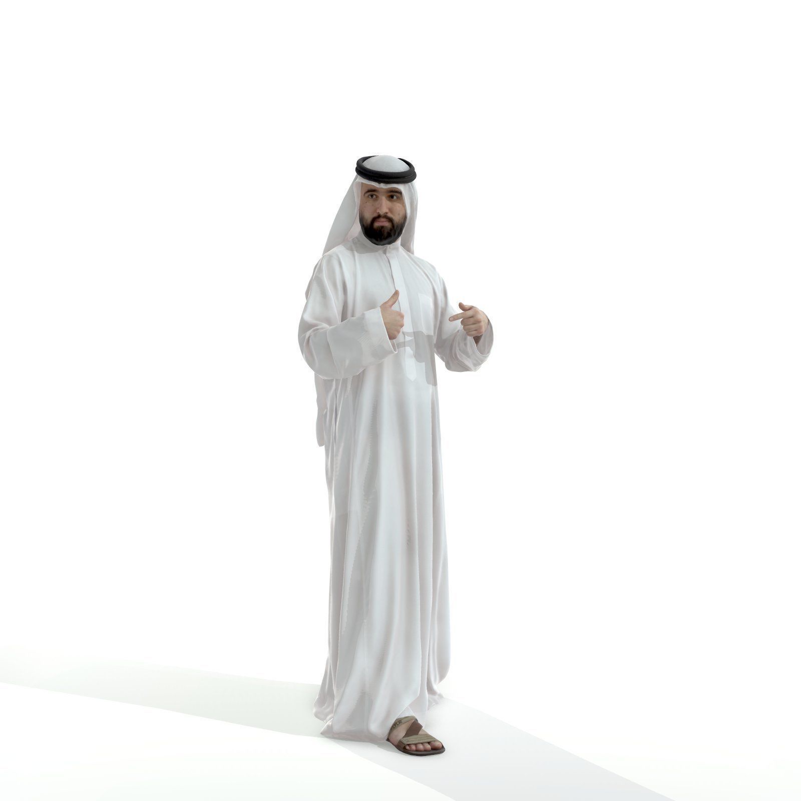 Standing Arab Man Wearing White Thawb ArMan0003-HD2-O01P03-S 3D model_42