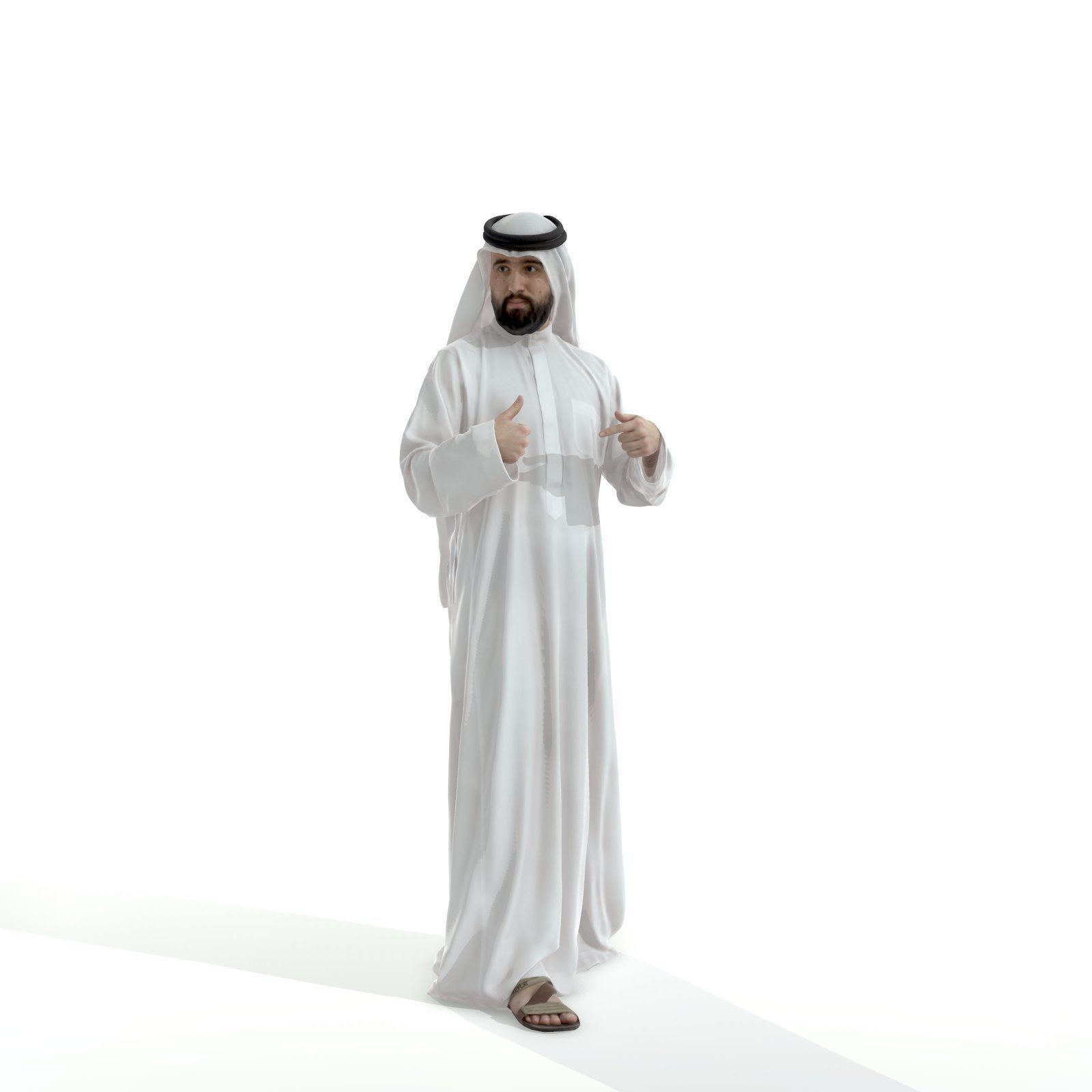 Standing Arab Man Wearing White Thawb ArMan0003-HD2-O01P03-S 3D model_45
