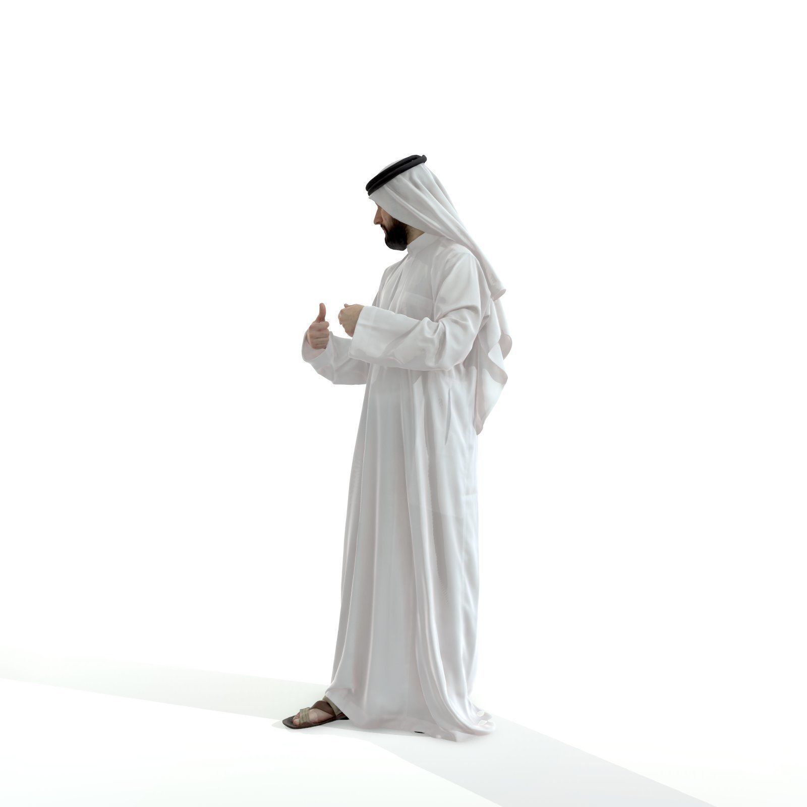 Standing Arab Man Wearing White Thawb ArMan0003-HD2-O01P03-S 3D model_12
