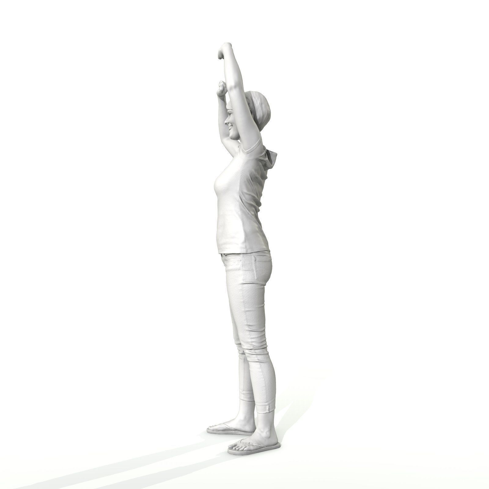 Happy Smiling Woman Wearing White T-Shirt CWom0321-HD2-O01P01-S 3D model_10