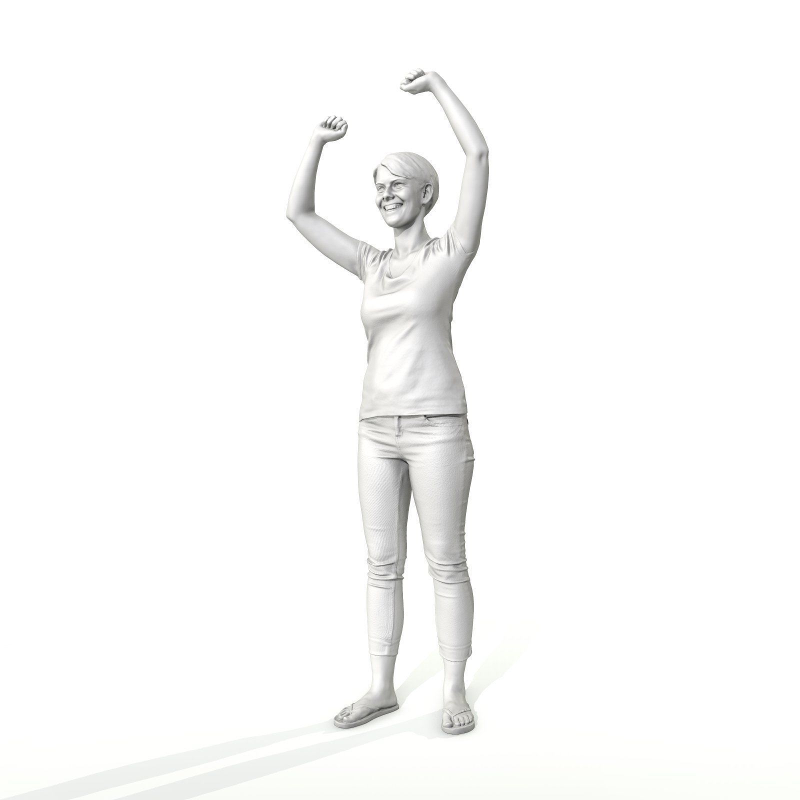 Happy Smiling Woman Wearing White T-Shirt CWom0321-HD2-O01P01-S 3D model_16