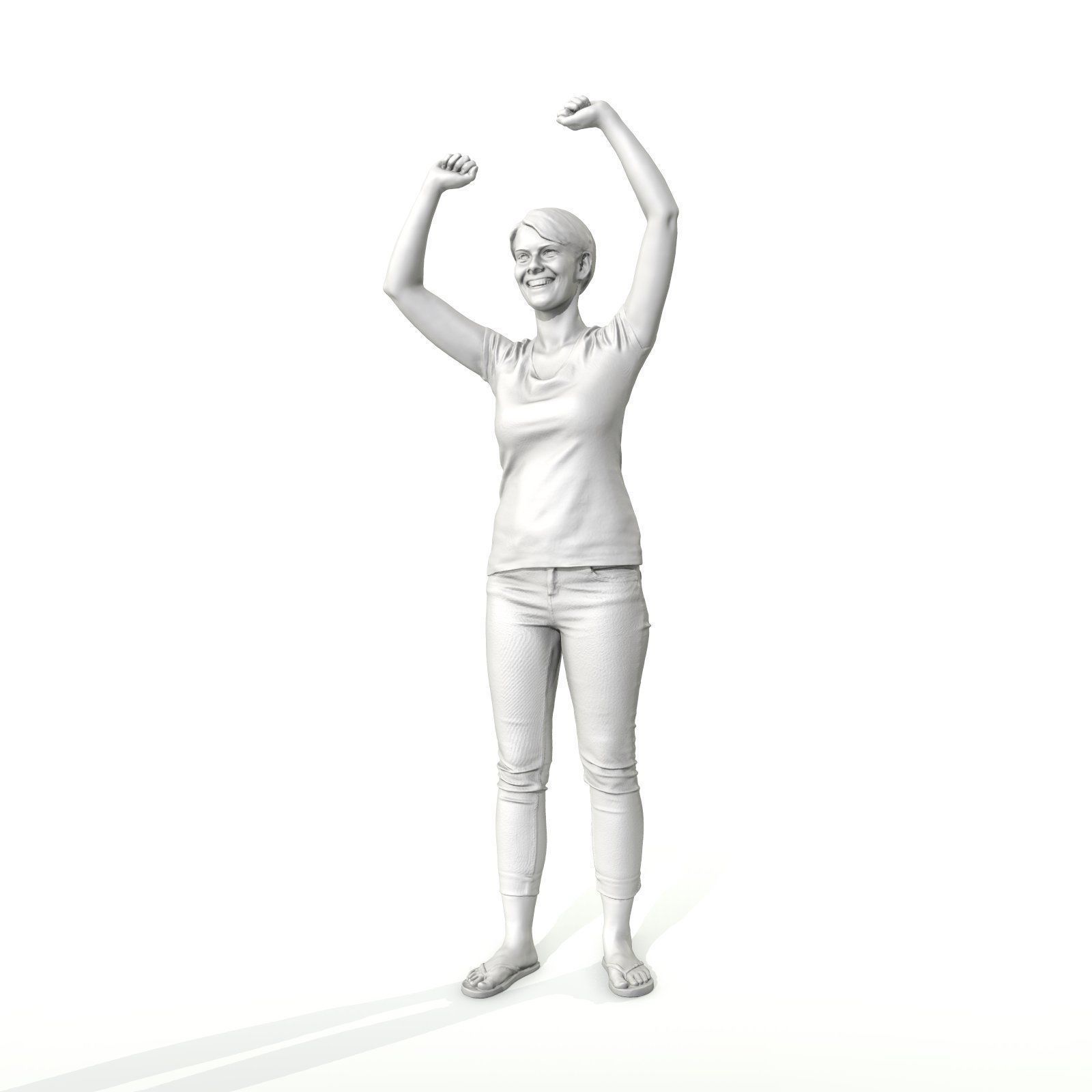 Happy Smiling Woman Wearing White T-Shirt CWom0321-HD2-O01P01-S 3D model_73