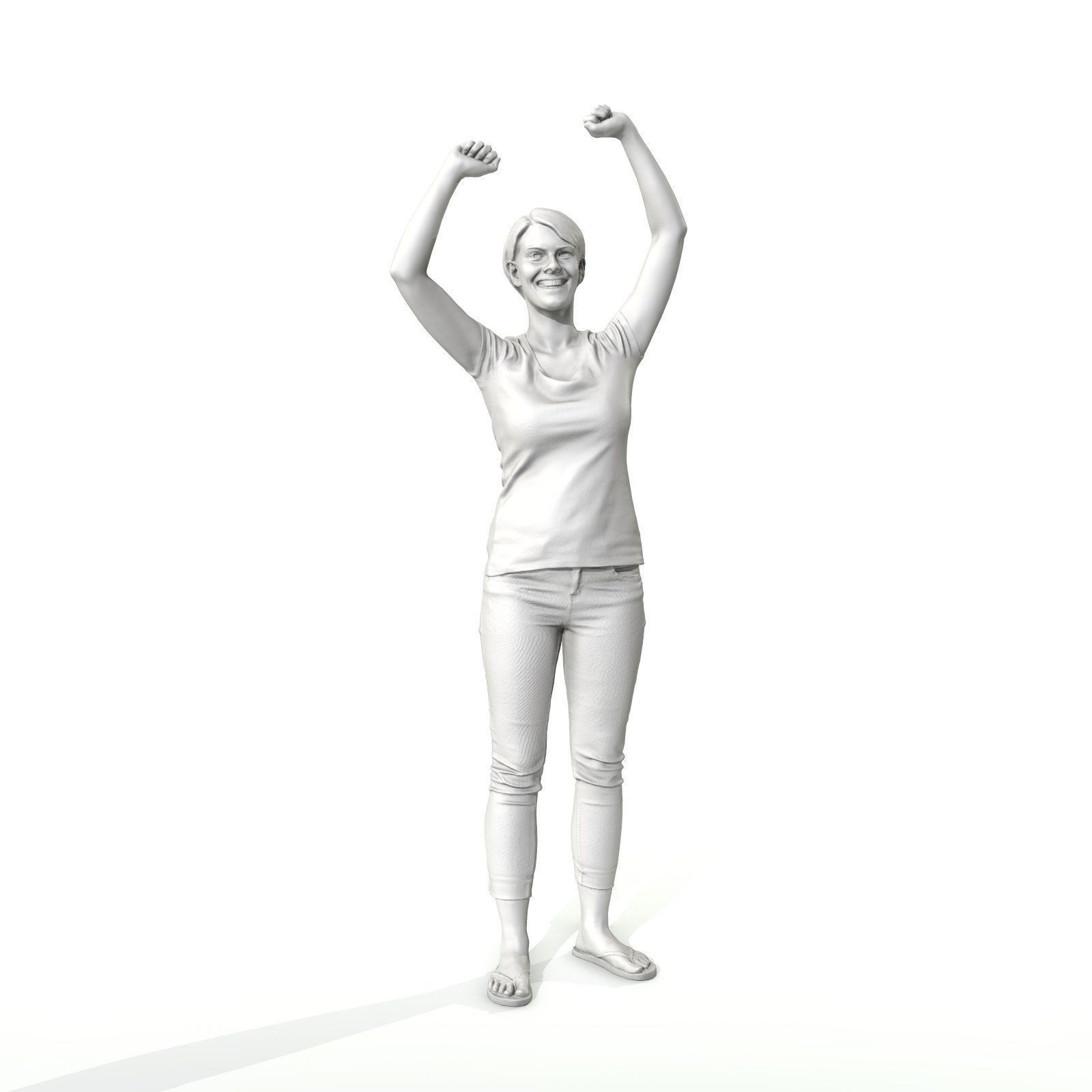 Happy Smiling Woman Wearing White T-Shirt CWom0321-HD2-O01P01-S 3D model_44