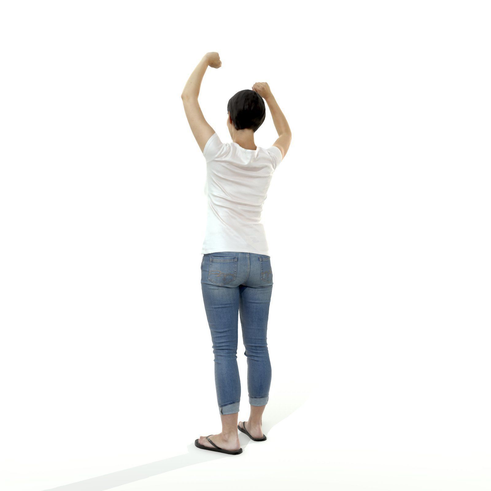 Happy Smiling Woman Wearing White T-Shirt CWom0321-HD2-O01P01-S 3D model_8