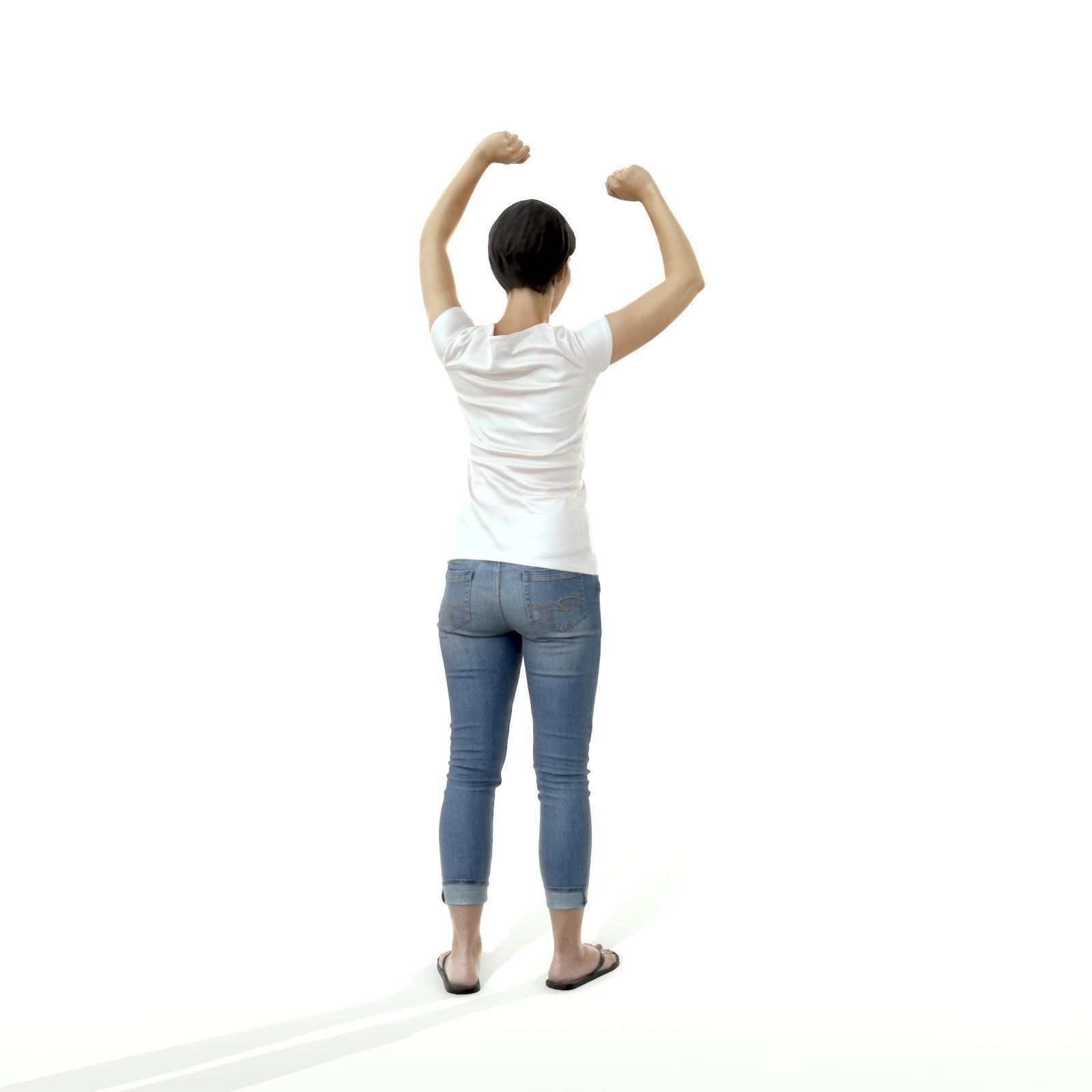 Happy Smiling Woman Wearing White T-Shirt CWom0321-HD2-O01P01-S 3D model_65