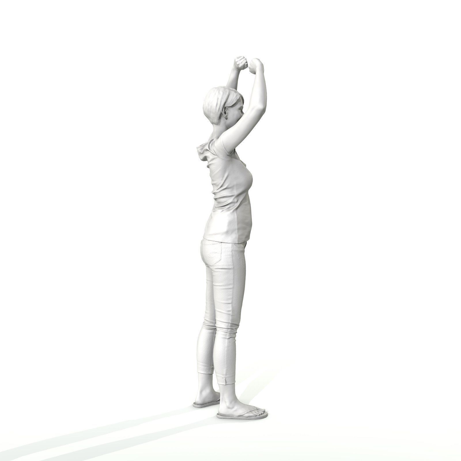 Happy Smiling Woman Wearing White T-Shirt CWom0321-HD2-O01P01-S 3D model_45