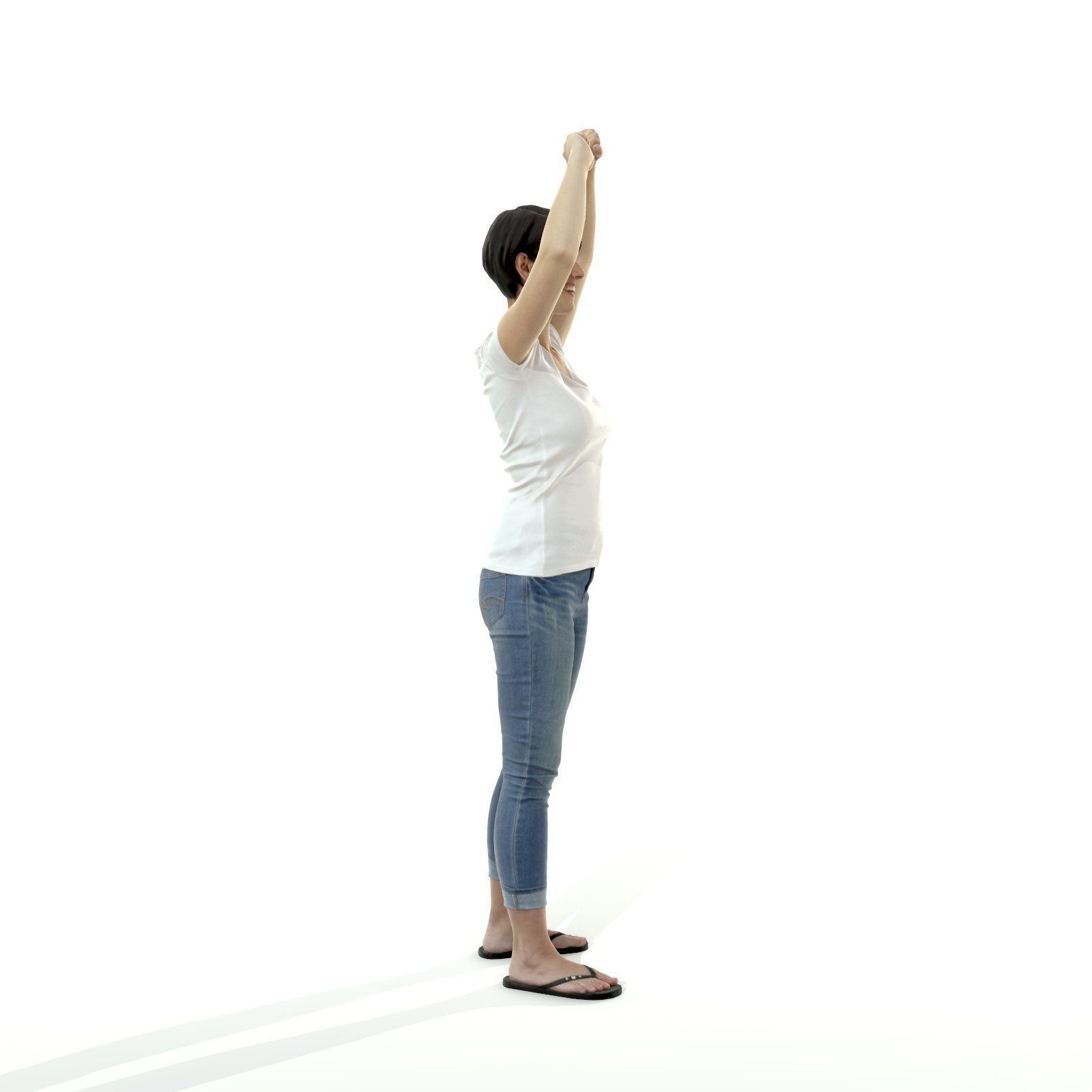 Happy Smiling Woman Wearing White T-Shirt CWom0321-HD2-O01P01-S 3D model_20